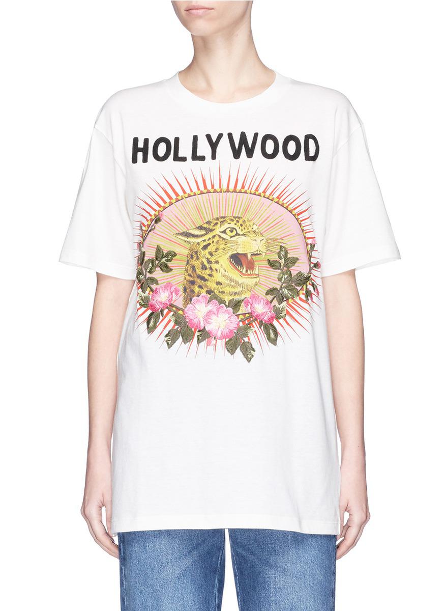 Gucci Cotton 'hollywood' Leopard And Lightning Bolt Print 