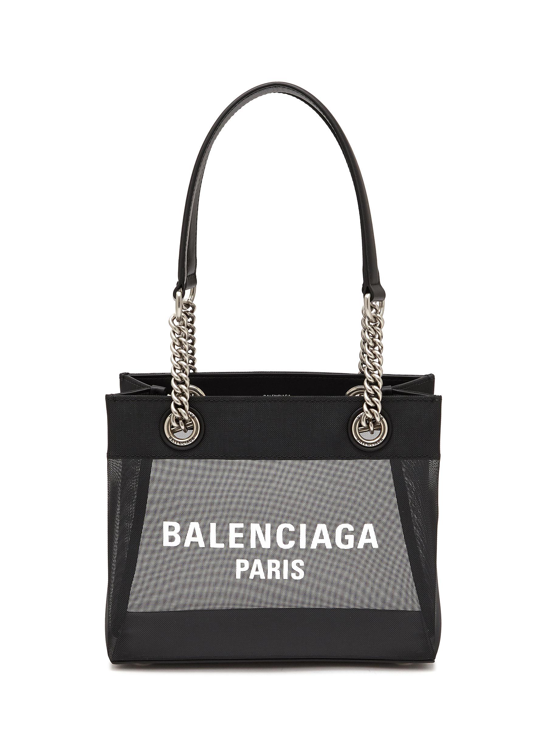 Balenciaga Small 'duty Free' Logo Mesh Tote Bag in Black | Lyst