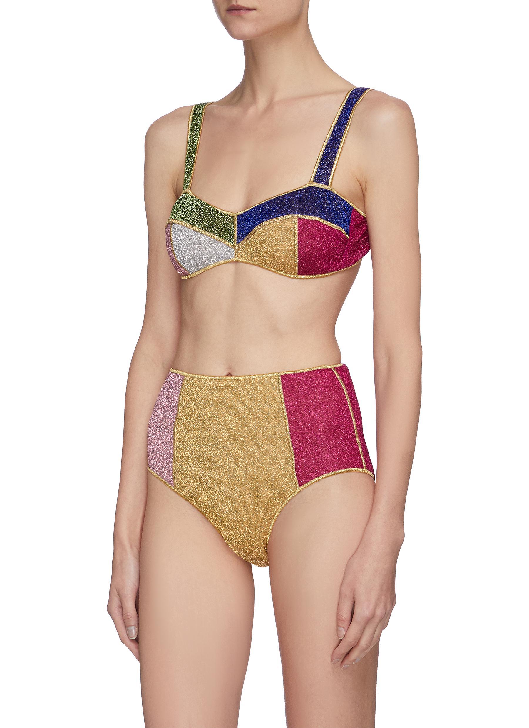 Oséree Lumière Colore' Colourblock High Waist Bikini Set | Lyst