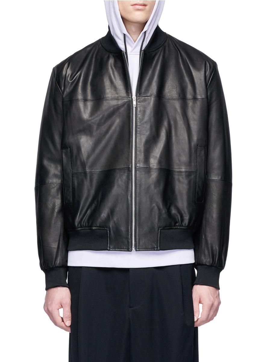 McQ 'ma1' Lambskin Leather Bomber Jacket in Black for Men - Lyst