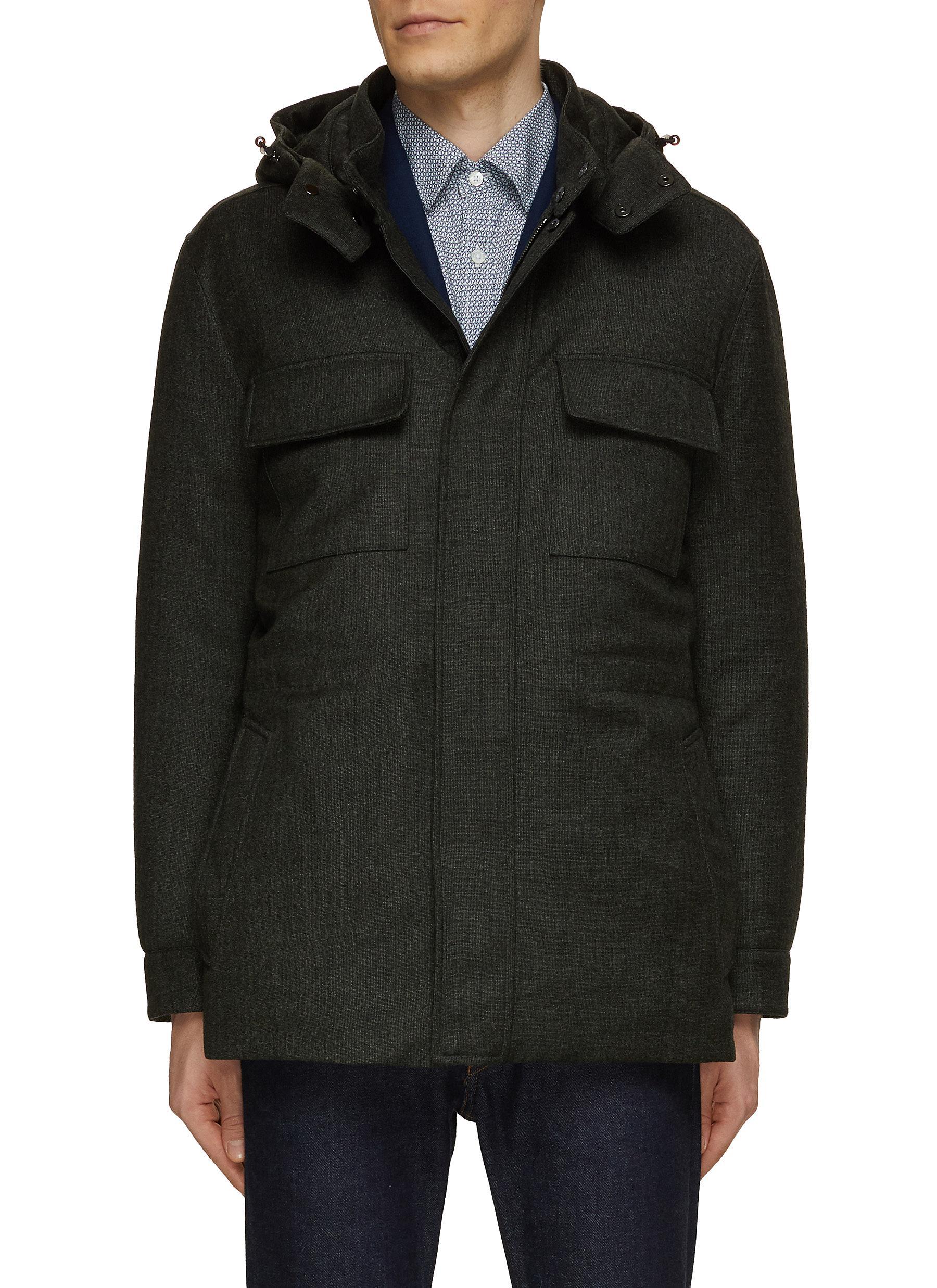 Canali Removable Hood Jacket in Black for Men Lyst