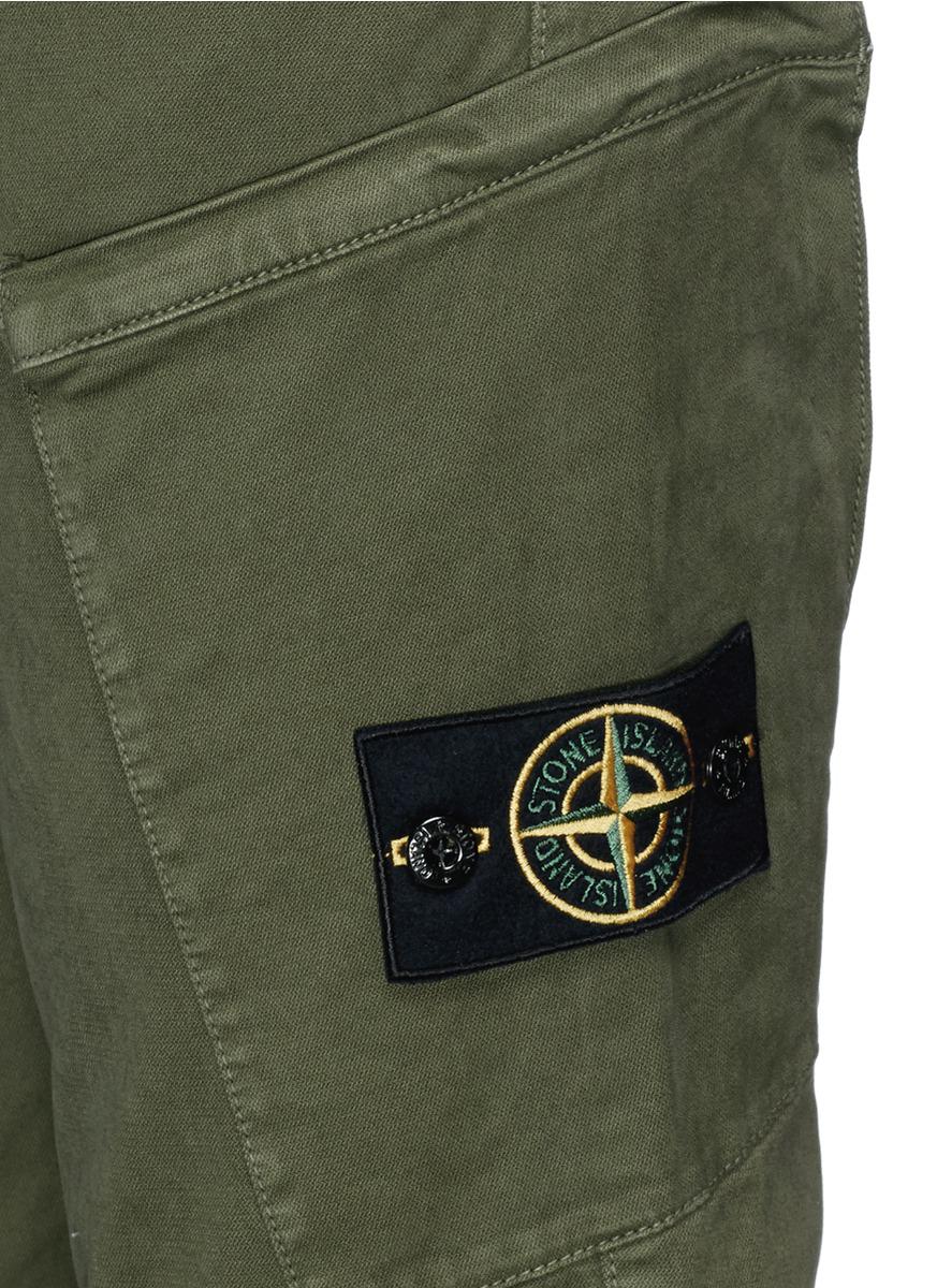 Stone Island Garment Dye Broken Twill Cargo Pants in Green for Men