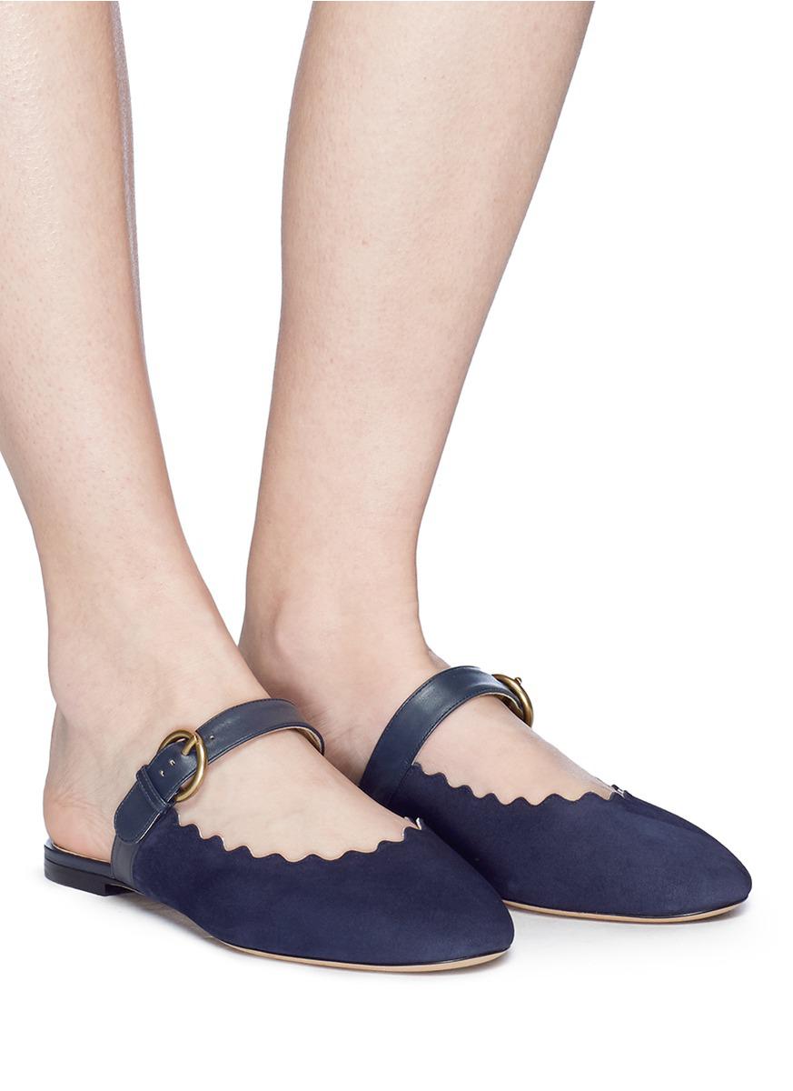 chloe lauren flat leather mary jane slide