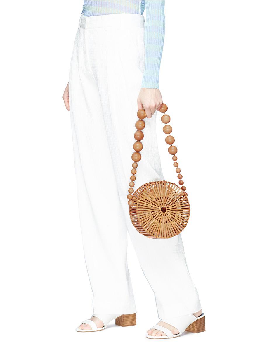 Cult Gaia 'luna' Beaded Strap Caged Round Bamboo Shoulder Bag | Lyst