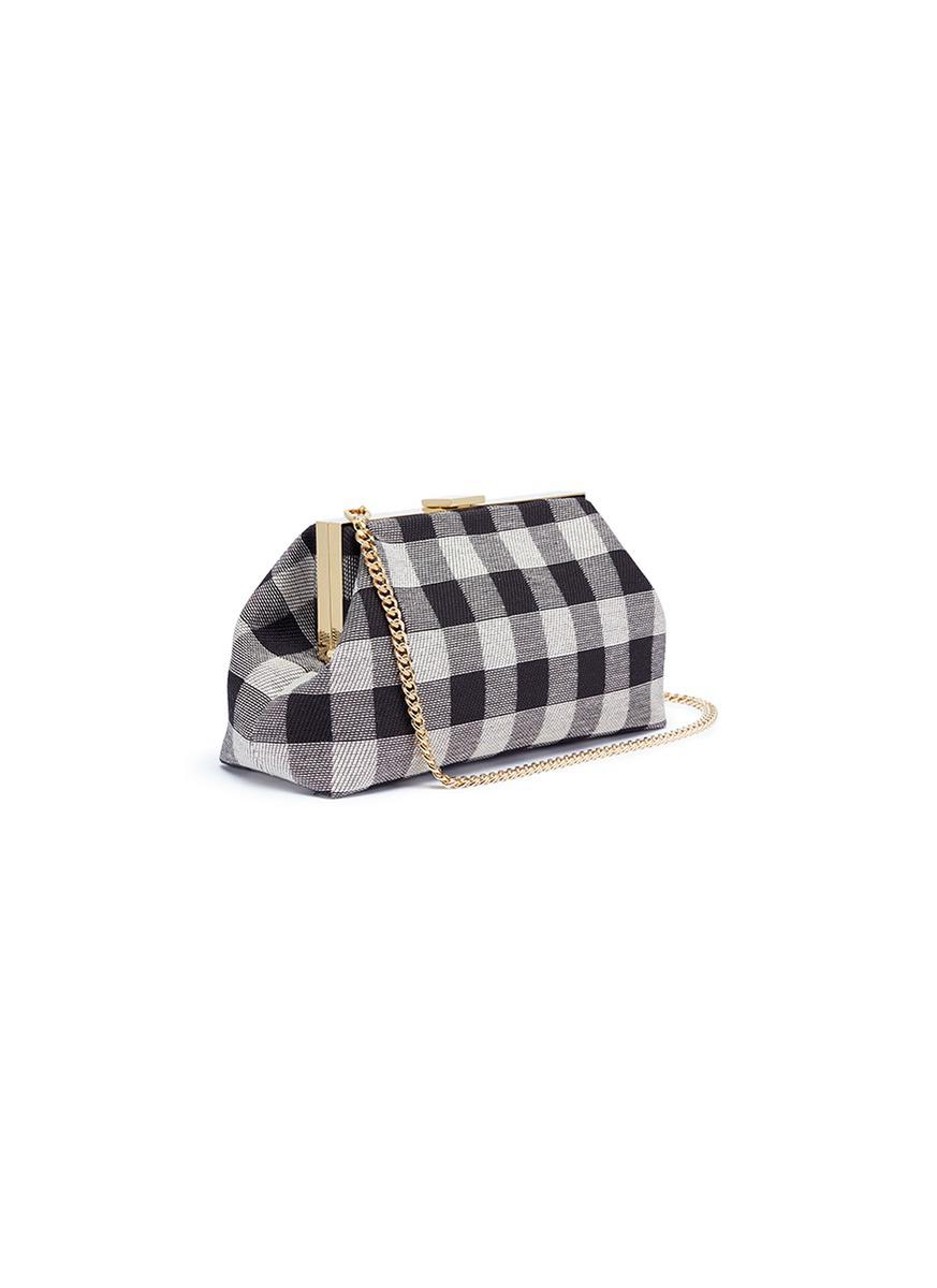 MANSUR GAVRIEL Canvas Gingham Check Circle Crossbody Black White 1237033