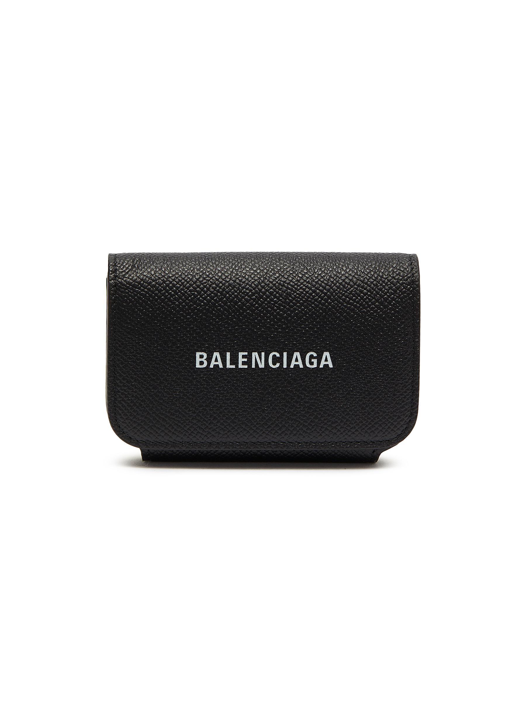 Balenciaga 'cash Accordeon' Logo Print Leather Wallet in Black | Lyst