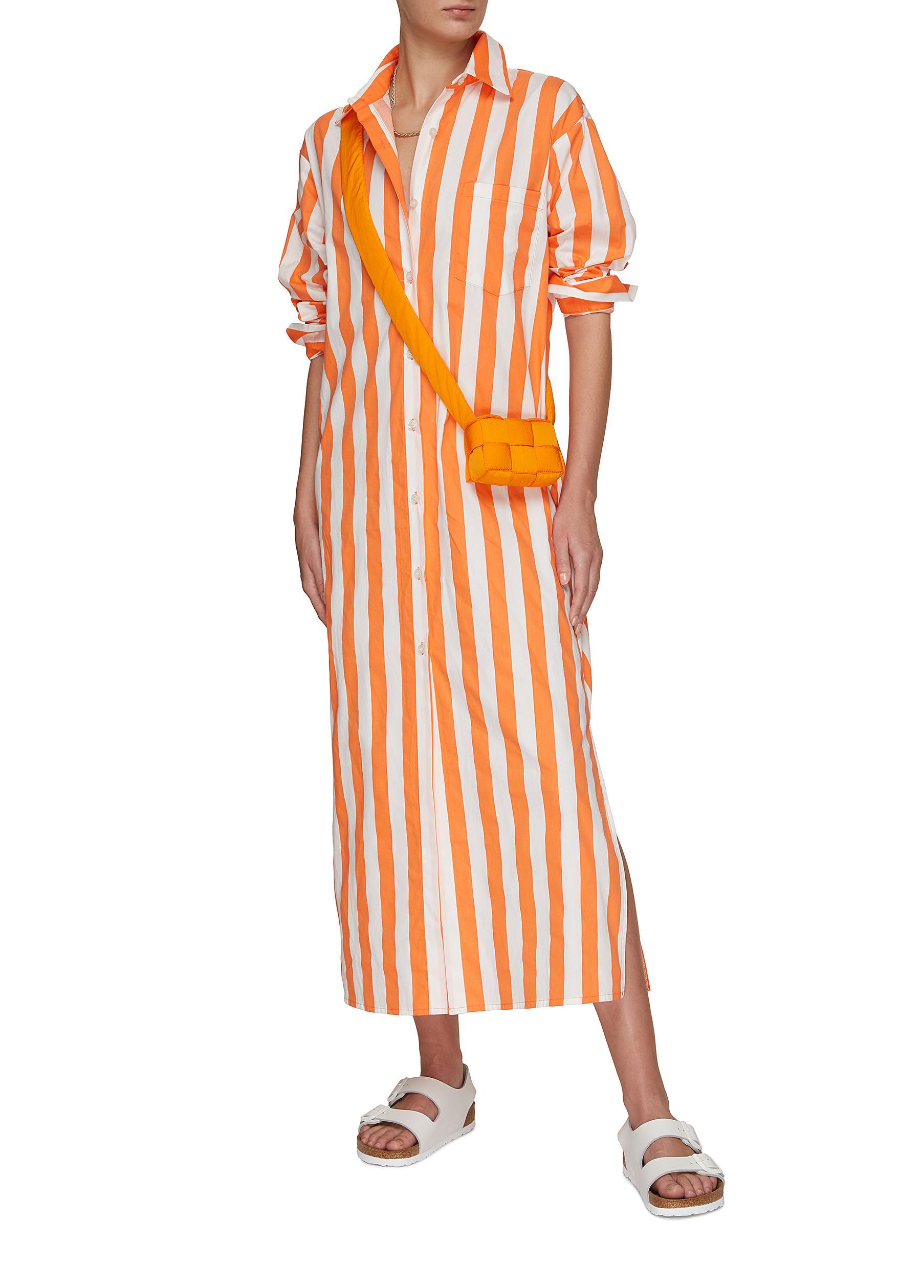 Frankie Shop 'cala' Striped Cotton Shirt Dress in Orange | Lyst