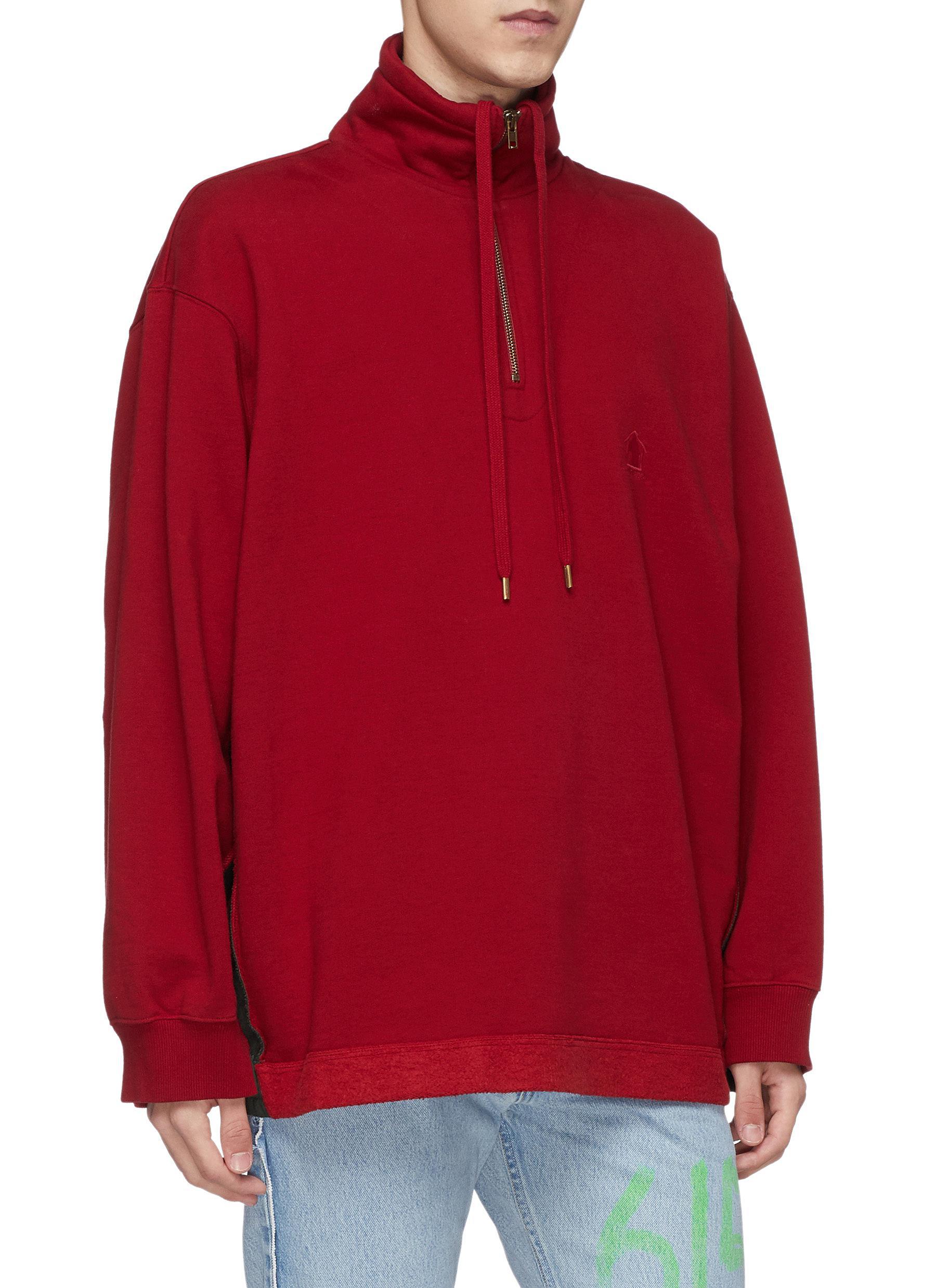 red zip sweatshirt