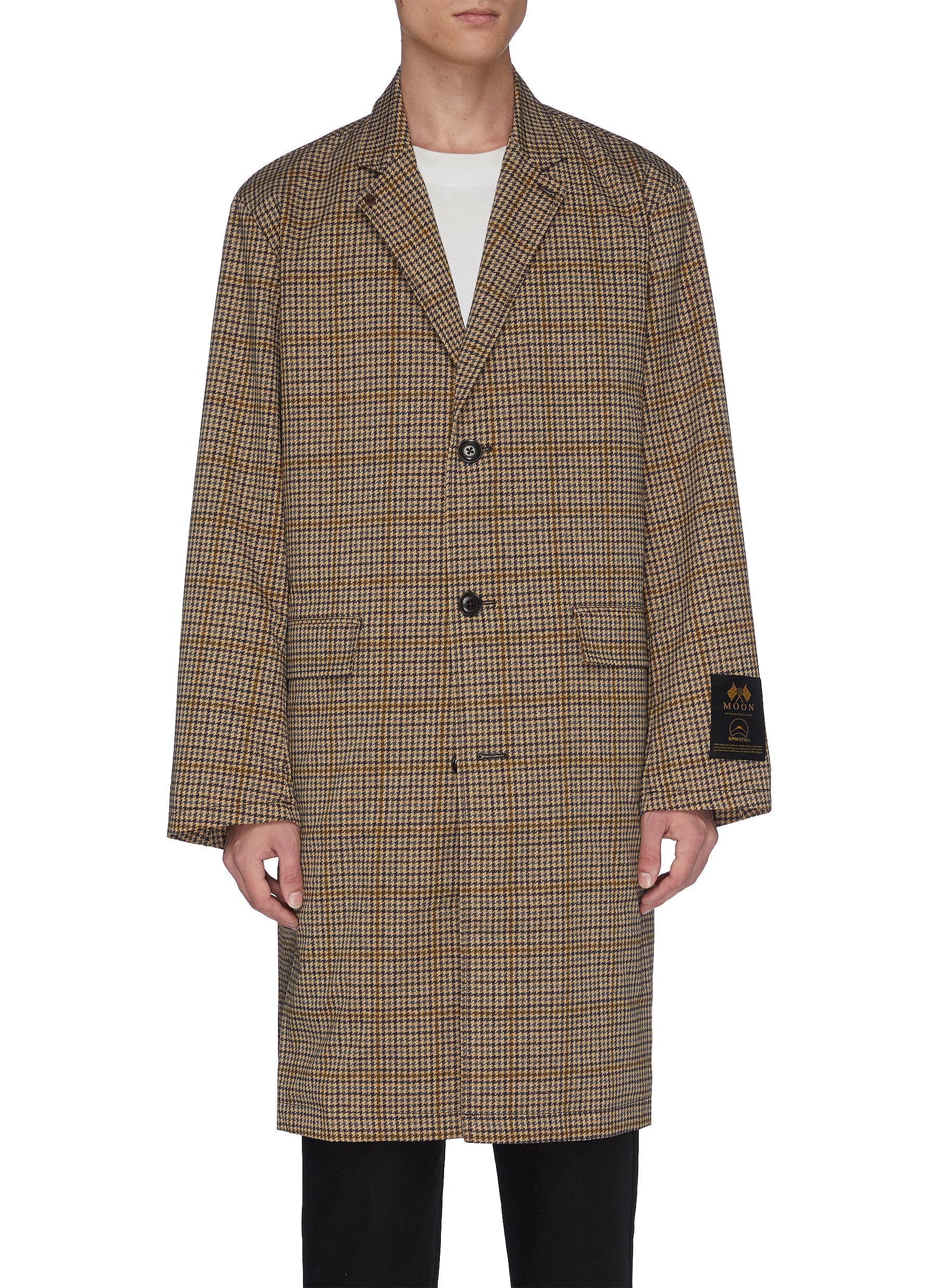 Nanamica Synthetic Houndstooth Check Plaid Alphadry® Coat in Brown for ...