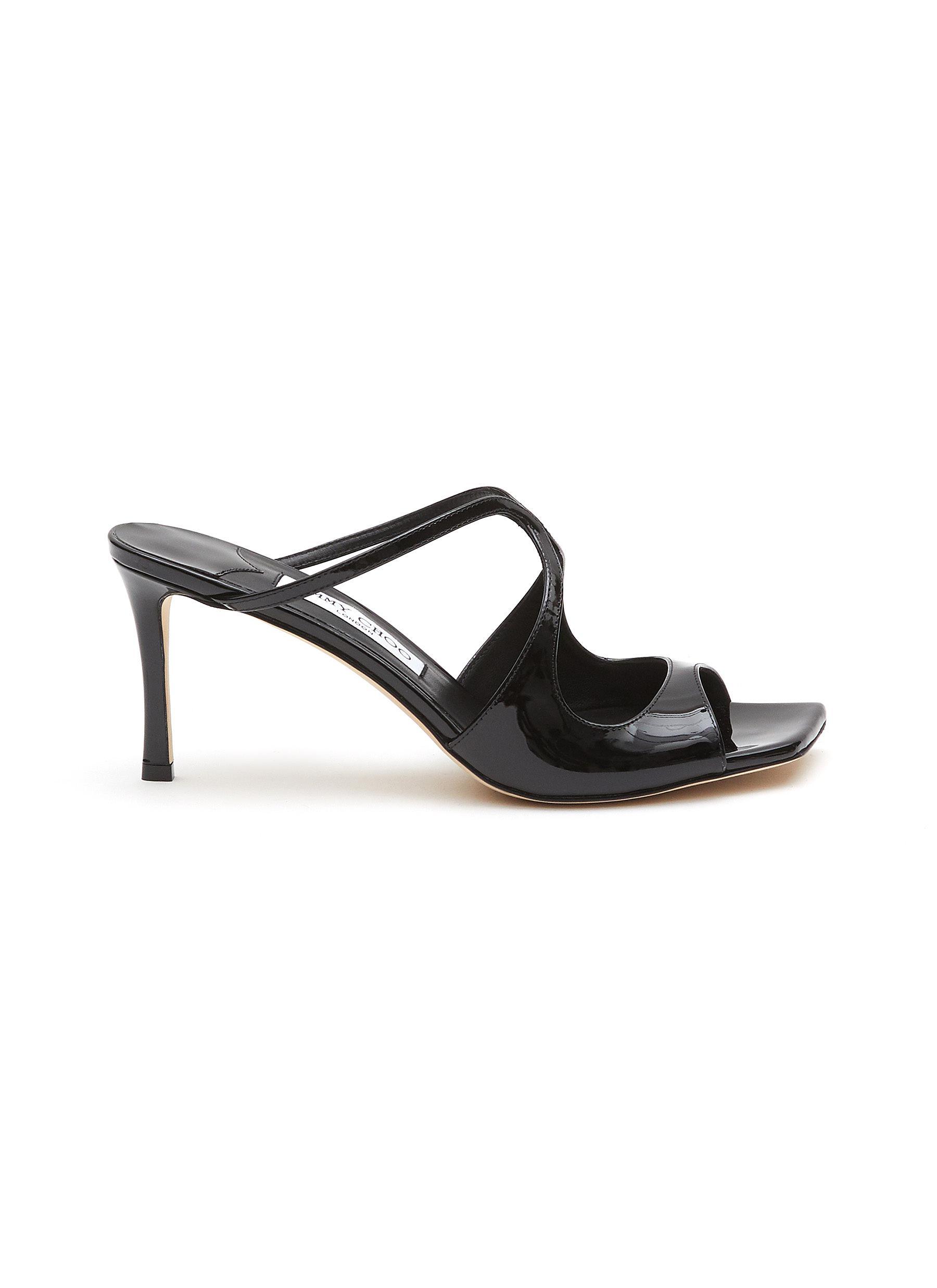 Jimmy Choo 'anise' 75 Patent Leather Sandals in Black | Lyst
