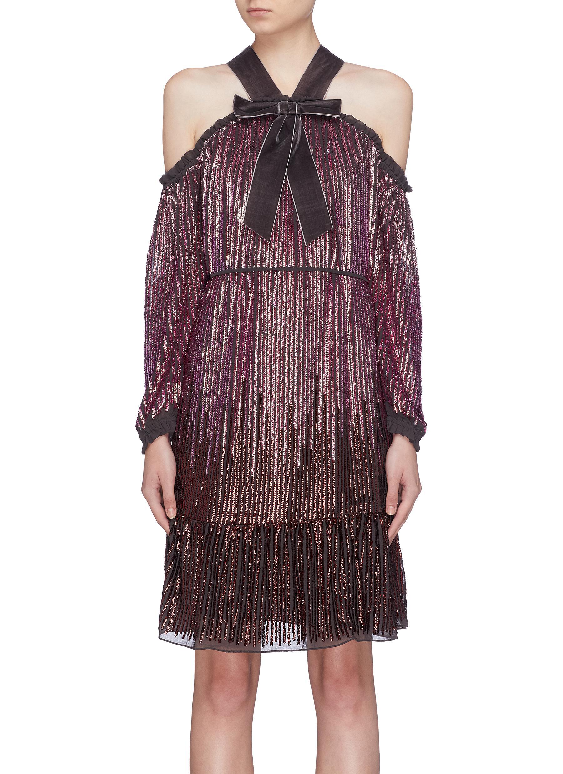 kaleidoscope cold shoulder dress