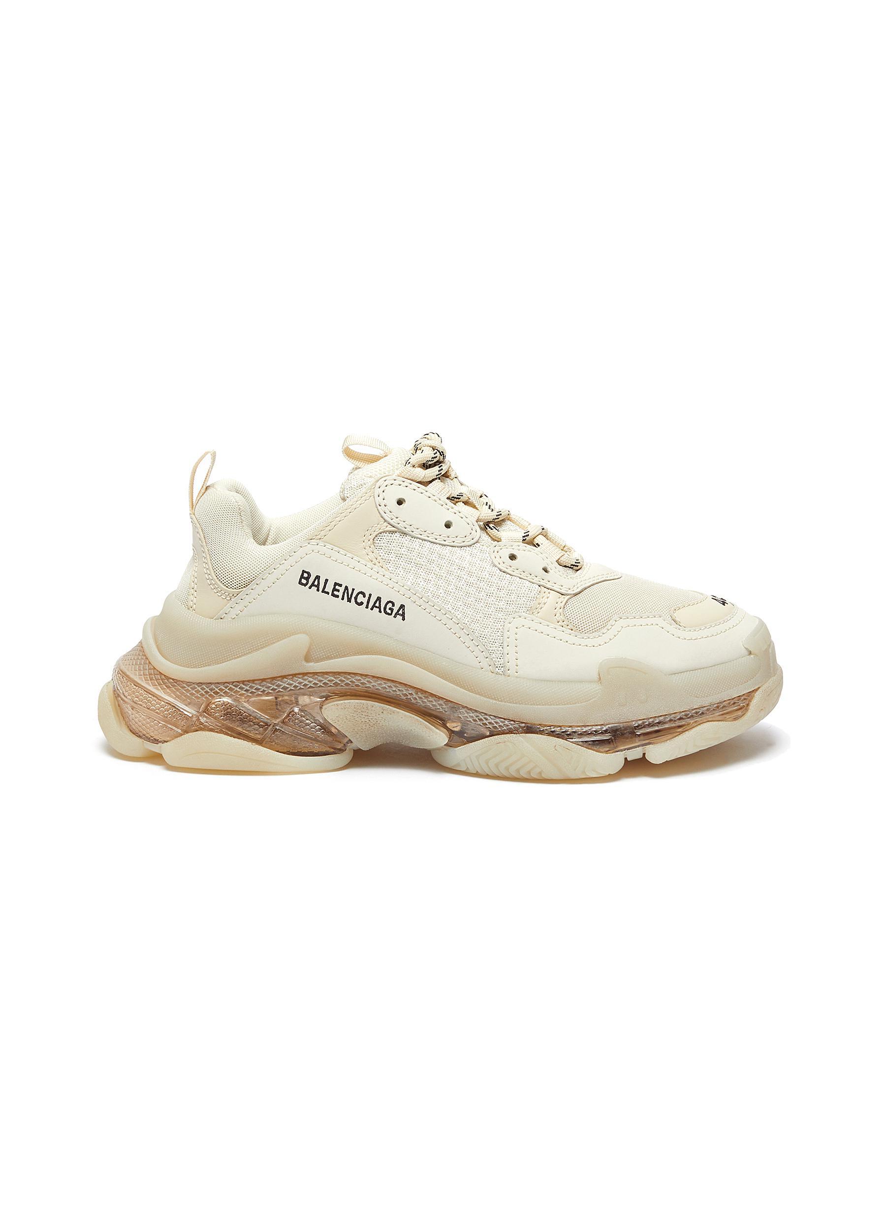 Balenciaga Leather Triple S Clear Sole Sneaker Off White | Lyst