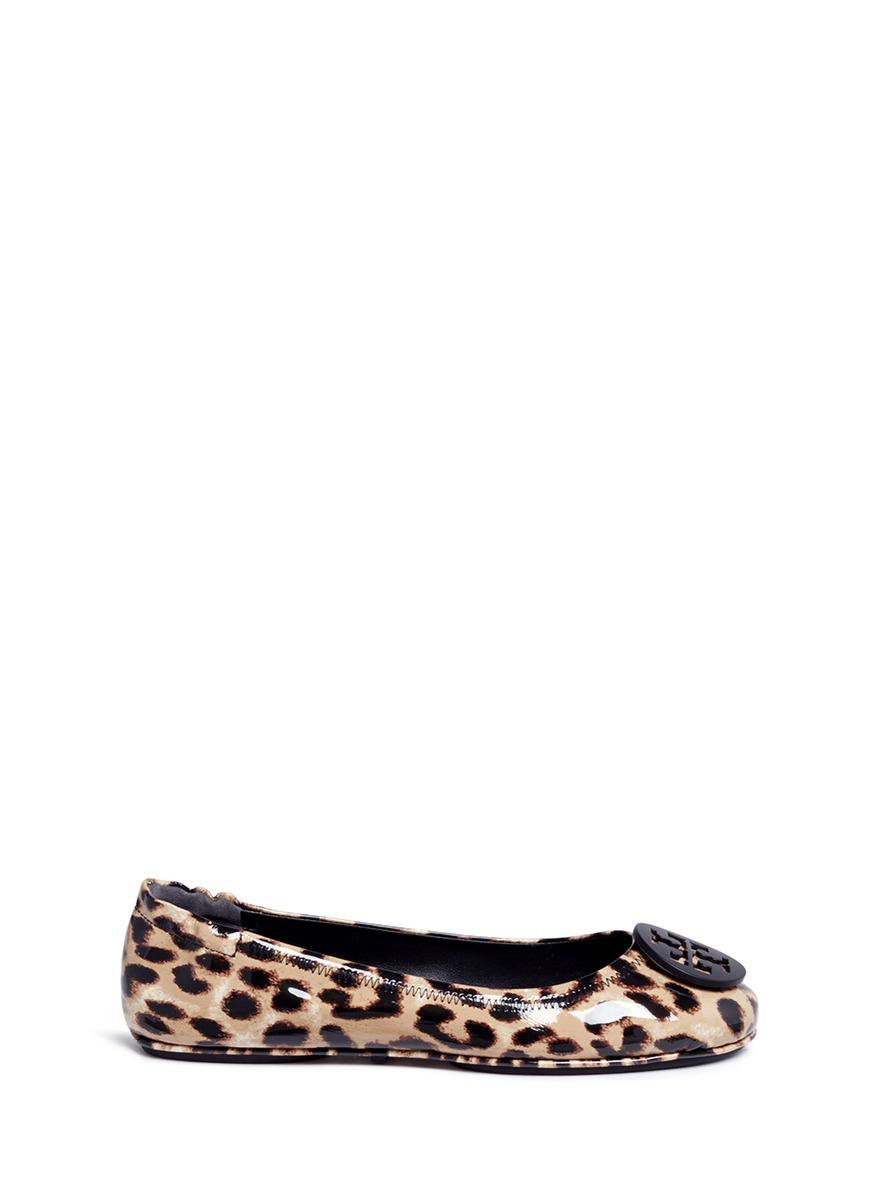 Tory Burch 'minnie Travel' Leopard Print Patent Leather Ballet Flats in ...