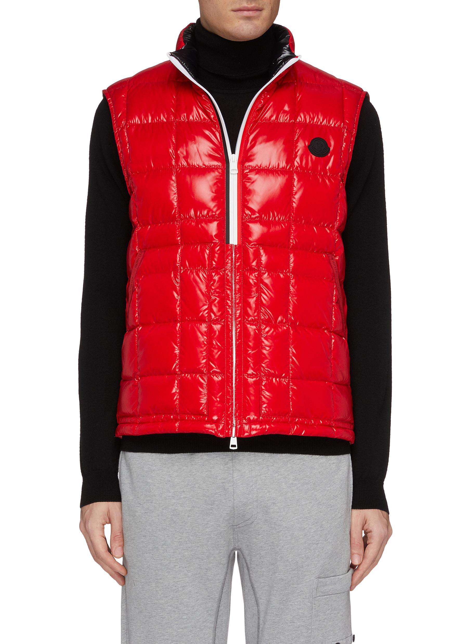 Moncler Synthetic 'denain' Down Puffer Vest in Red for Men - Lyst