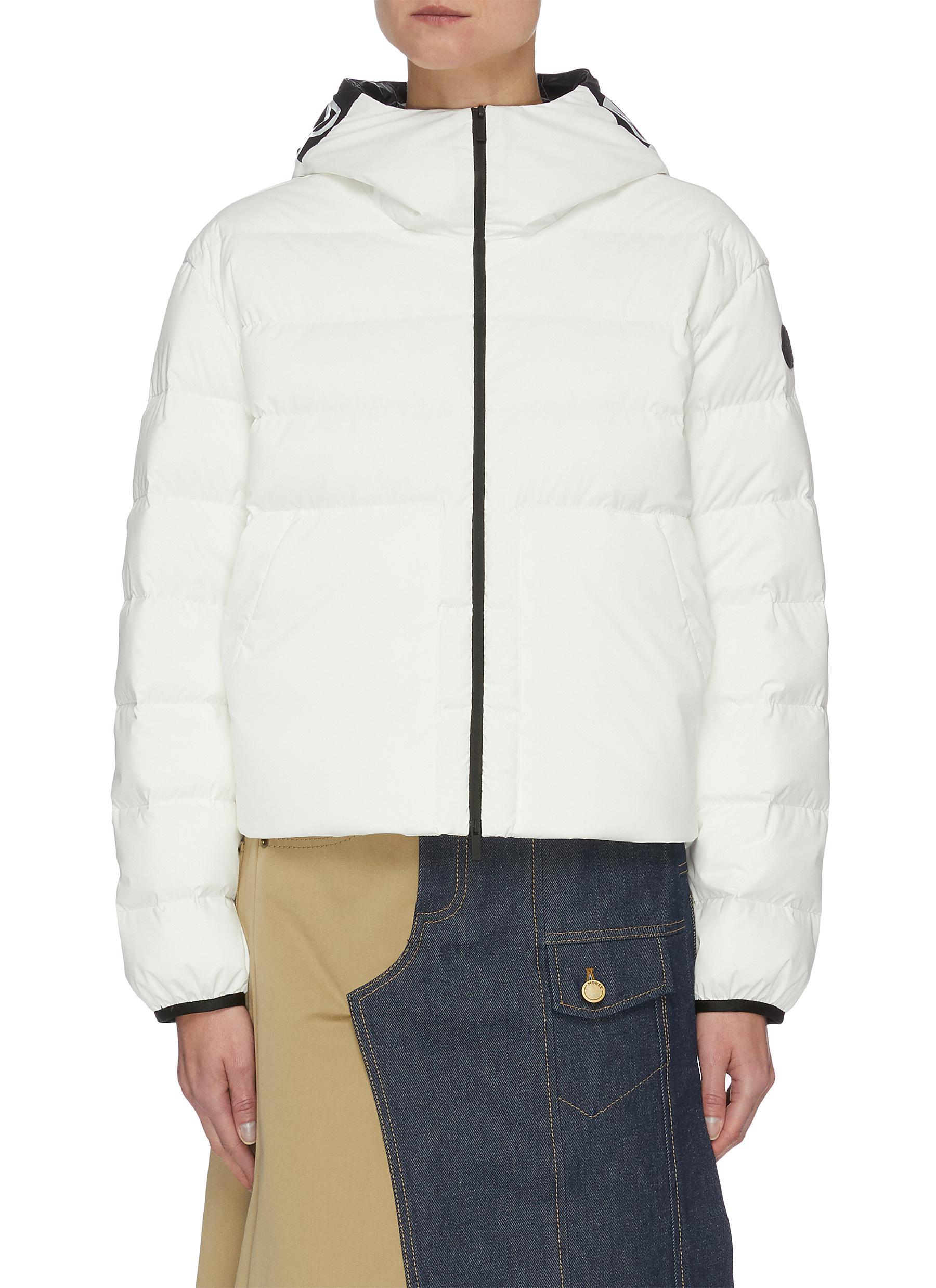 Moncler Synthetic Anwar' Back Spliced Logo Down Puffer Jacket Women  Clothing Jackets Casual Anwar' Back Spliced Logo Down Puffer Jacket,  Quilted Pattern in White - Lyst