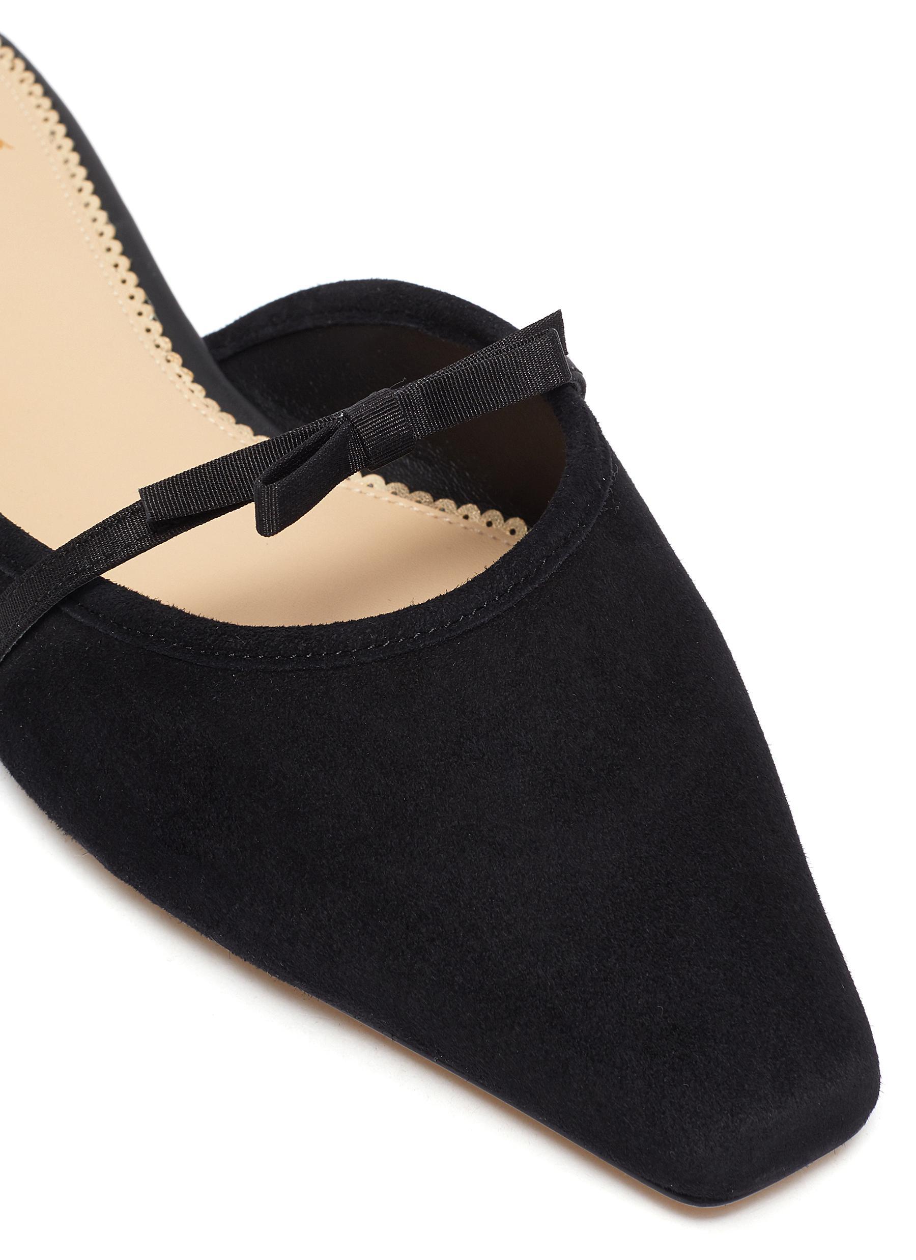 Sam Edelman Black Carol' Bow Strap Suede Flats Women Shoes Flats 