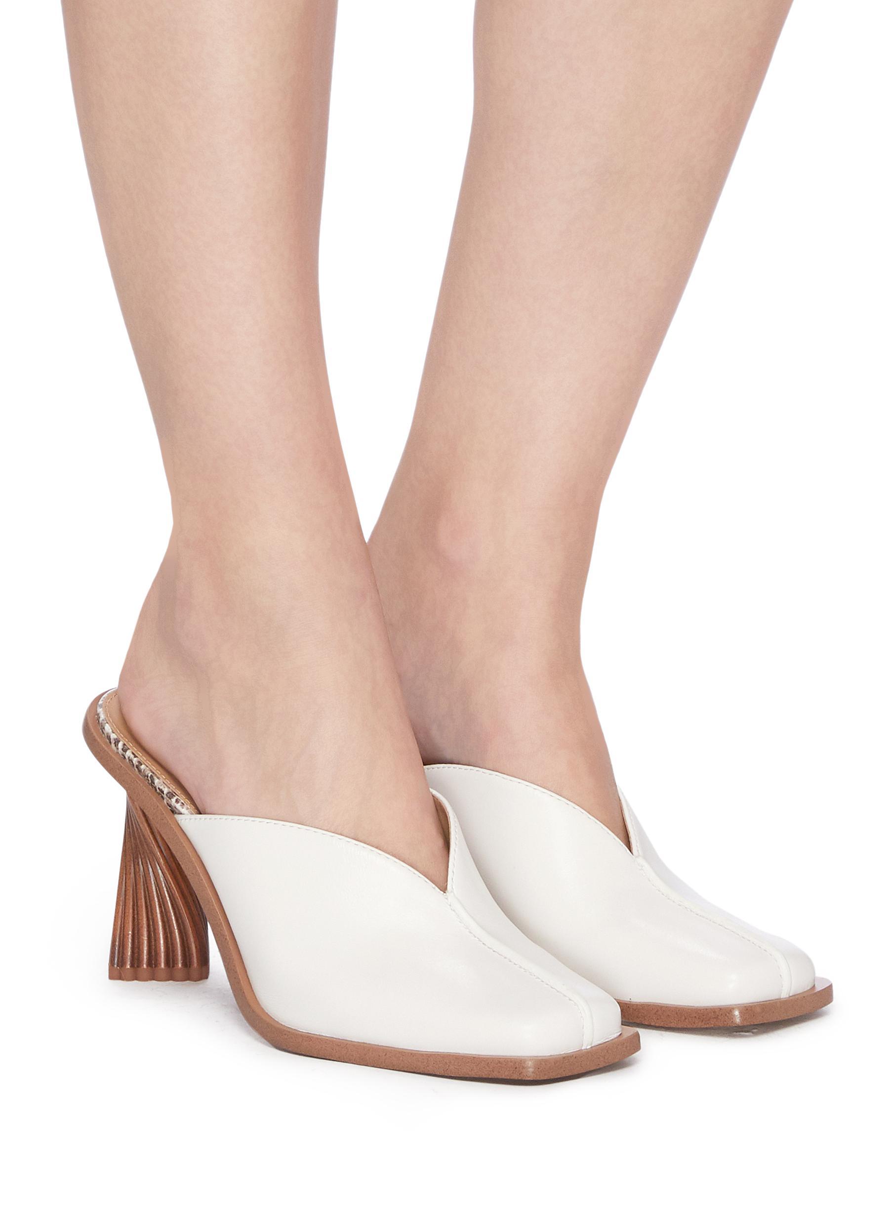 Sam Edelman Leather Everly' Twisted Heel Squaretoe Mules in White Lyst