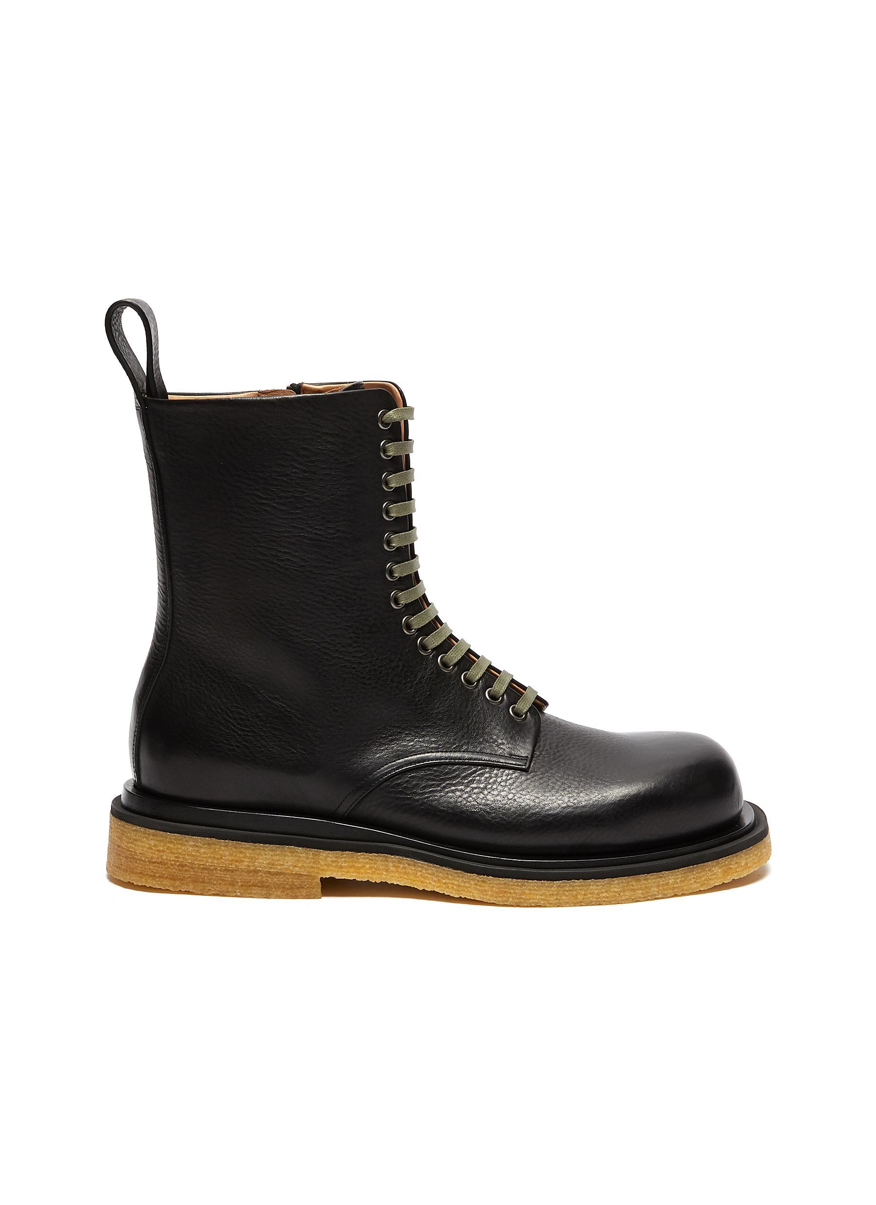 Bottega Veneta Leather Lace-up Boots in Nero (Black) for Men | Lyst