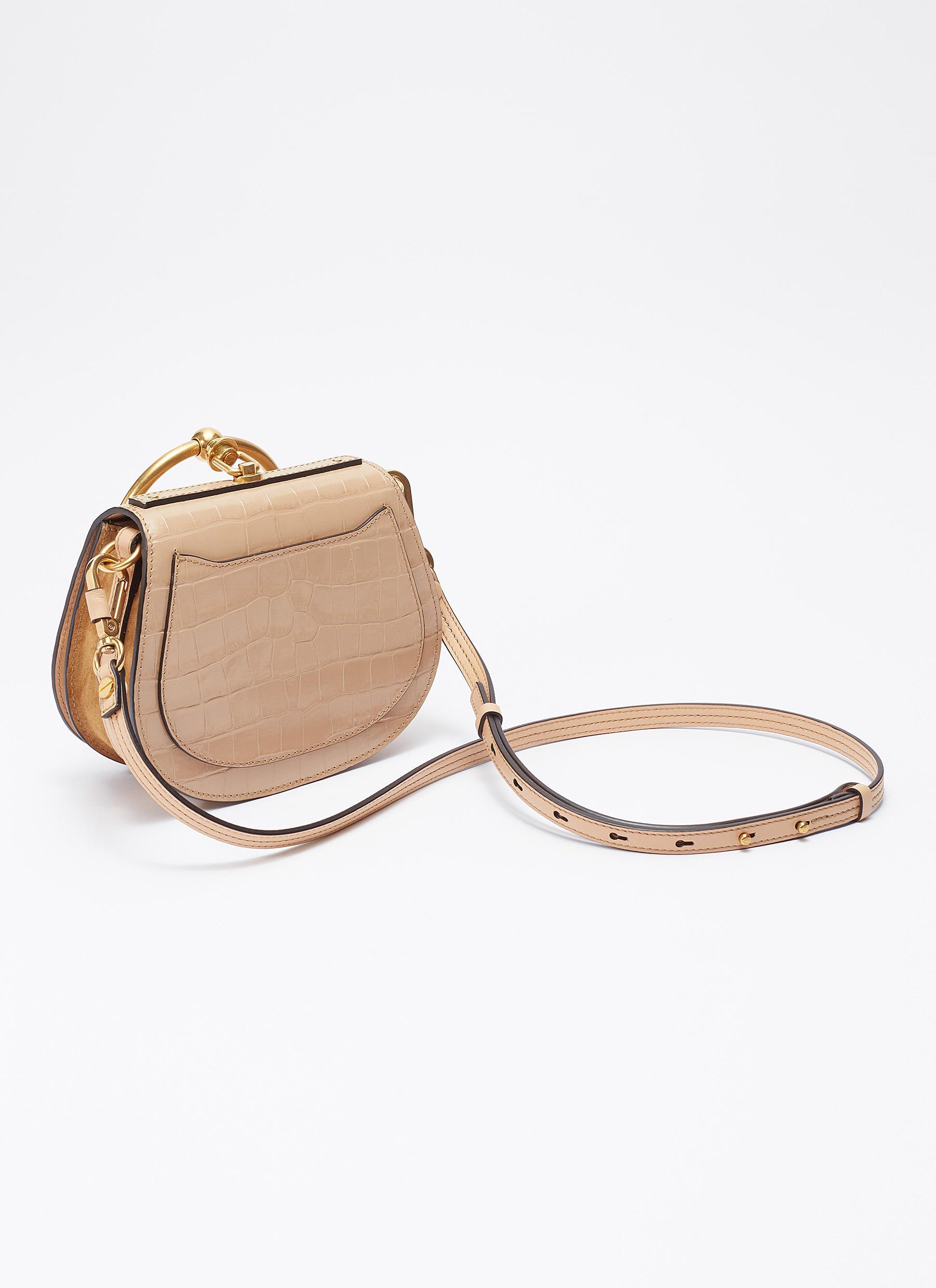 Chloé 'nile' Small Bracelet Handle Croc Embossed Leather Crossbody Bag in  Brown | Lyst