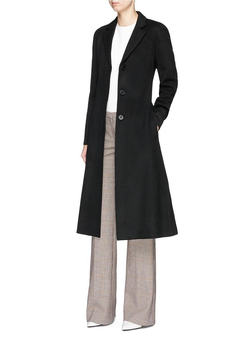 Theory 'a Line' Wool-cashmere Melton Coat in Black - Lyst