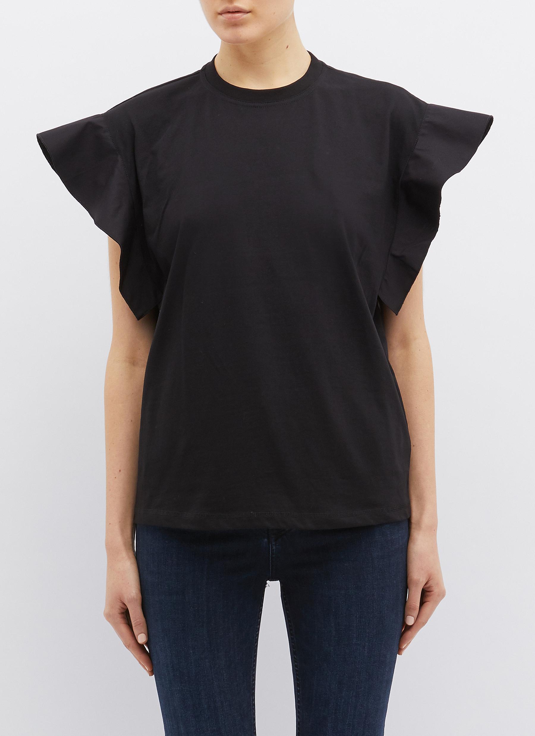 black ruffle sleeve shirt