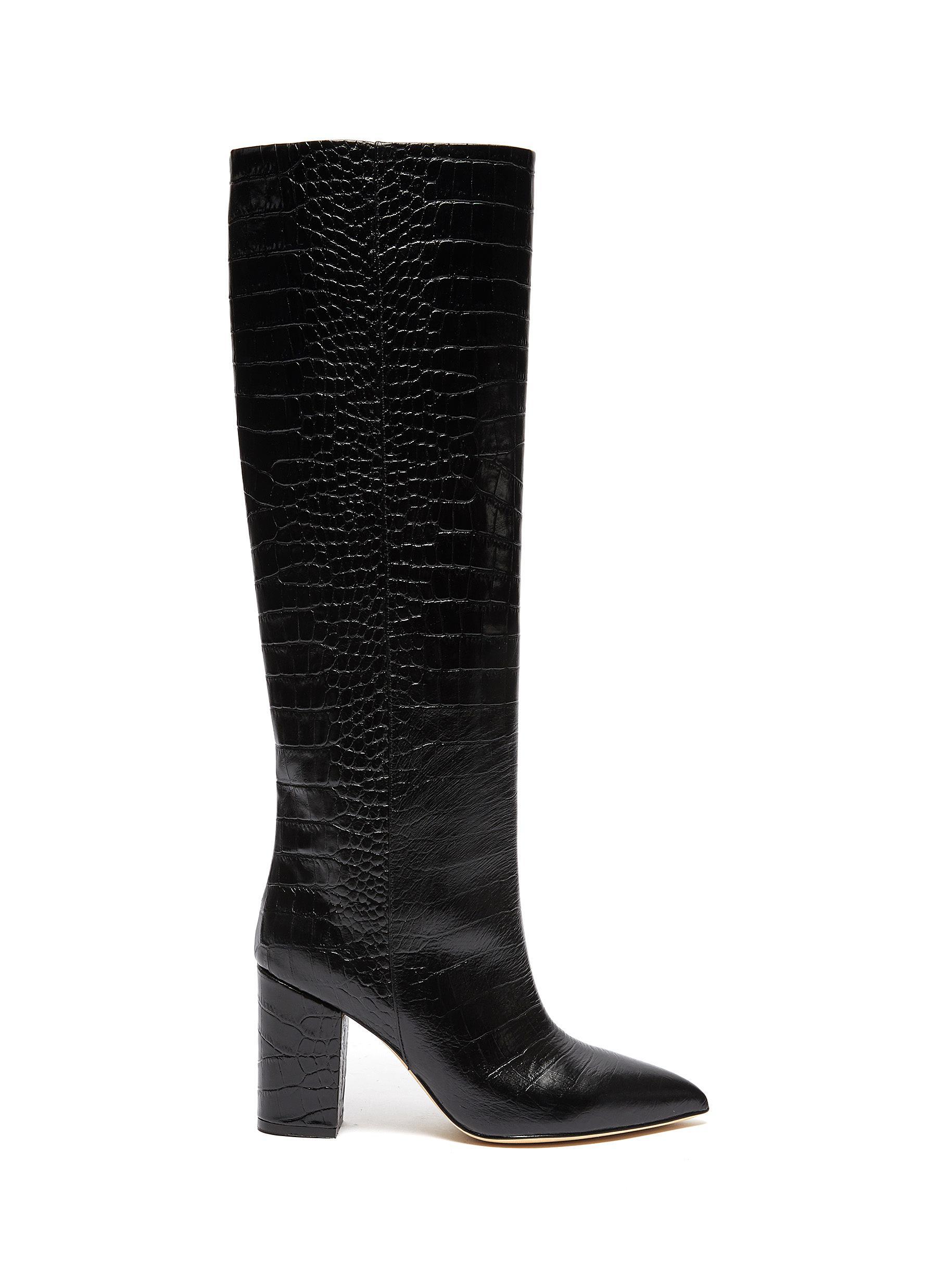 nikitta croc embossed knee high boot