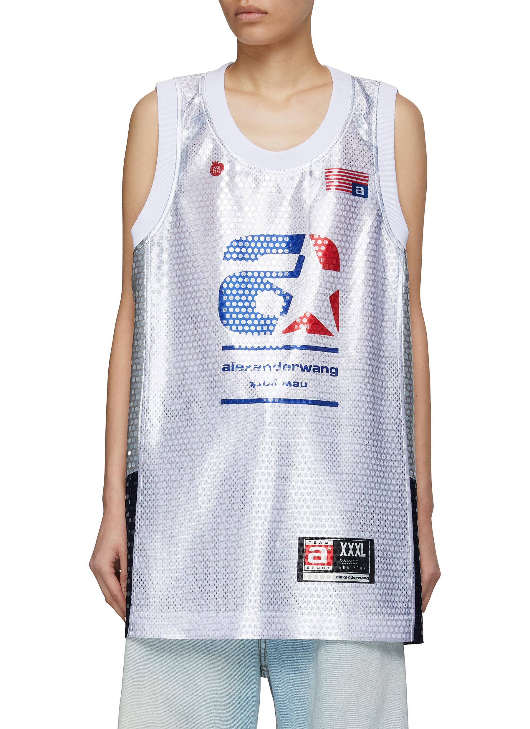 Alexander Wang Colourblock Sequin Hotfix Basketball Jersey in Blue Lyst