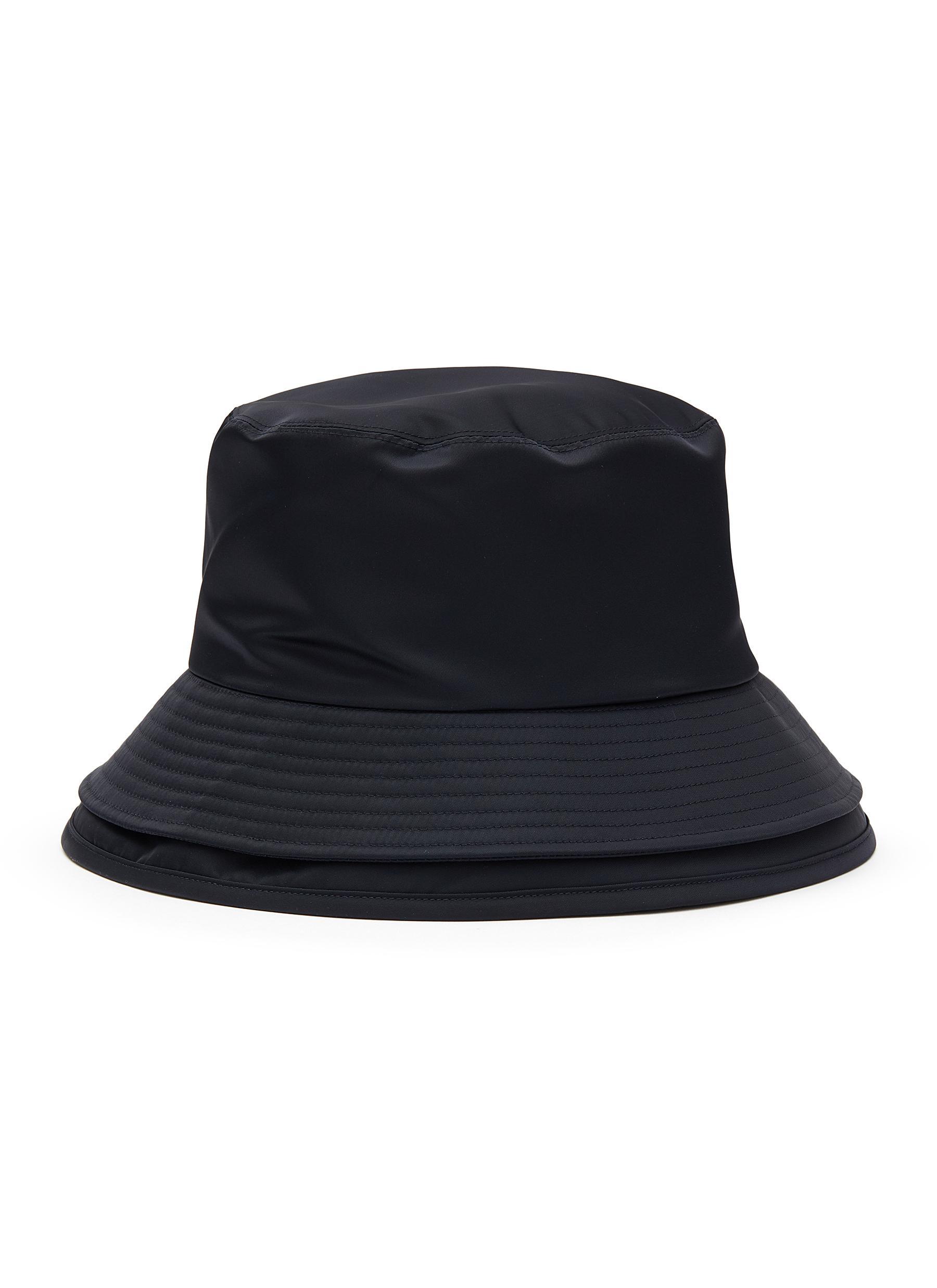 Sacai Logo Embroidery Nylon Layered Bucket Hat in Black | Lyst