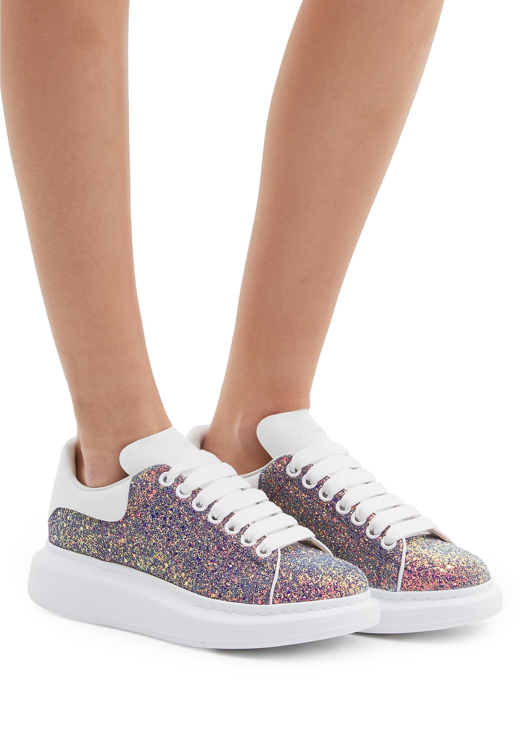 multicolor shell glitter oversized sneakers