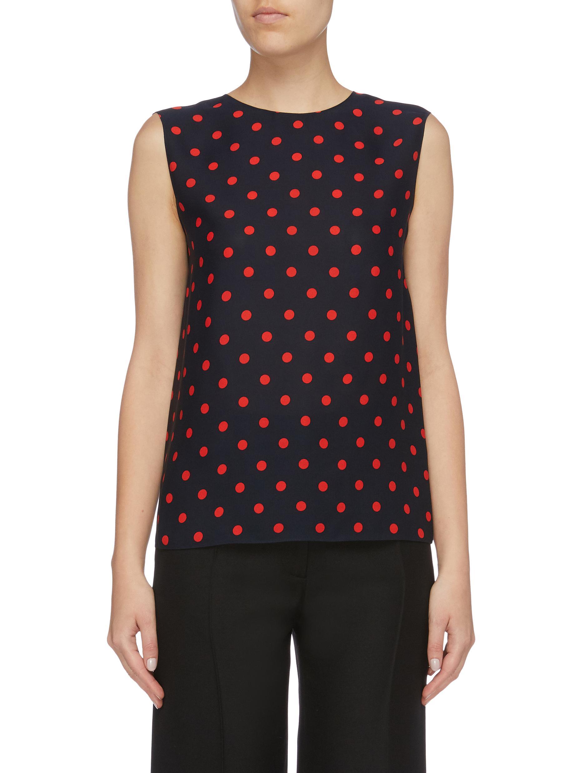 Theory Continuous Polka Dot Silk Tank in Blue - Lyst