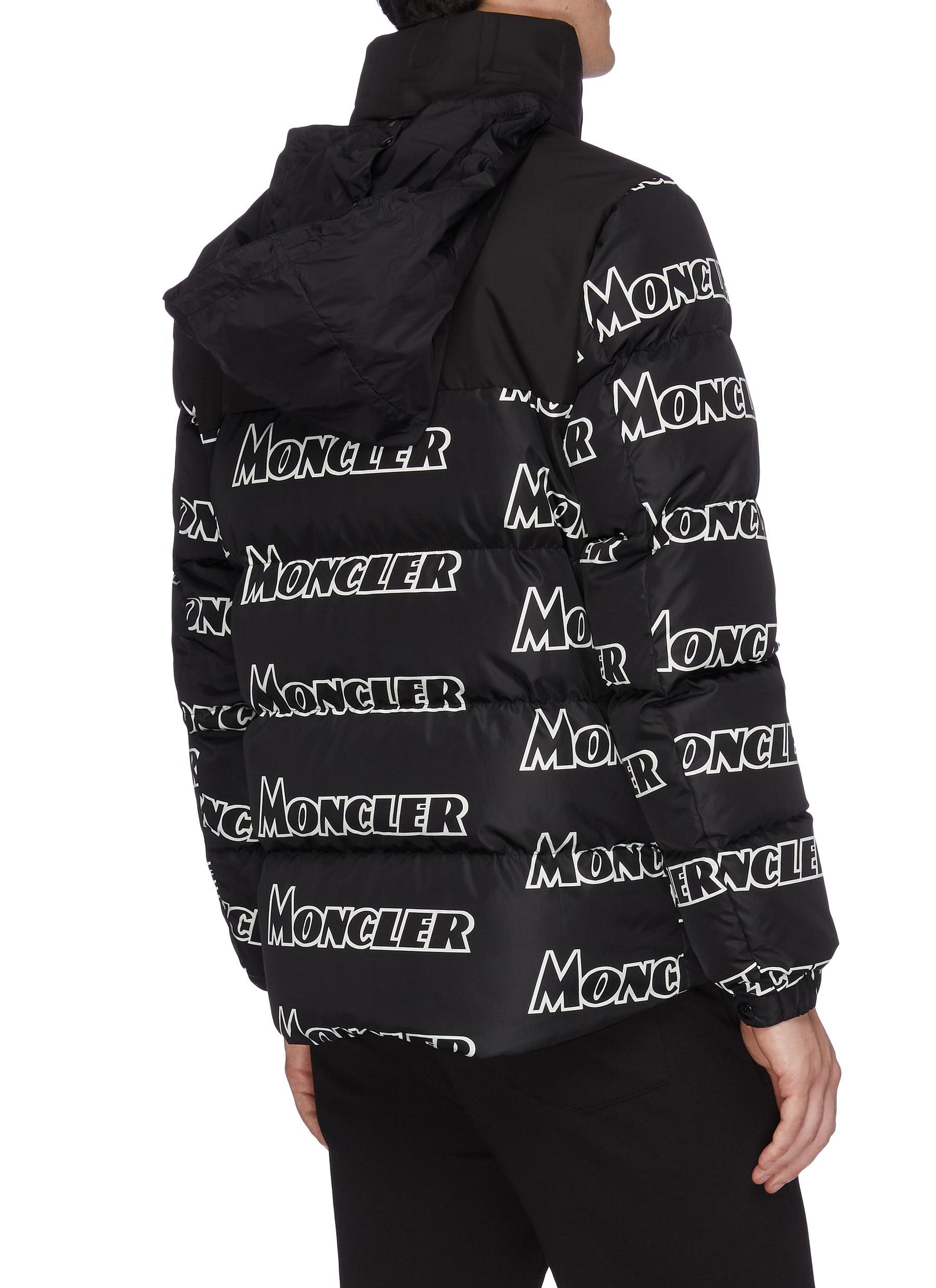 Moncler Faiveley Logo Print Jacket in Black for Men | Lyst