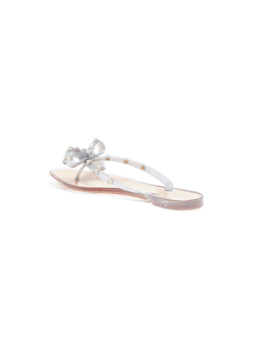 silver valentino flip flops