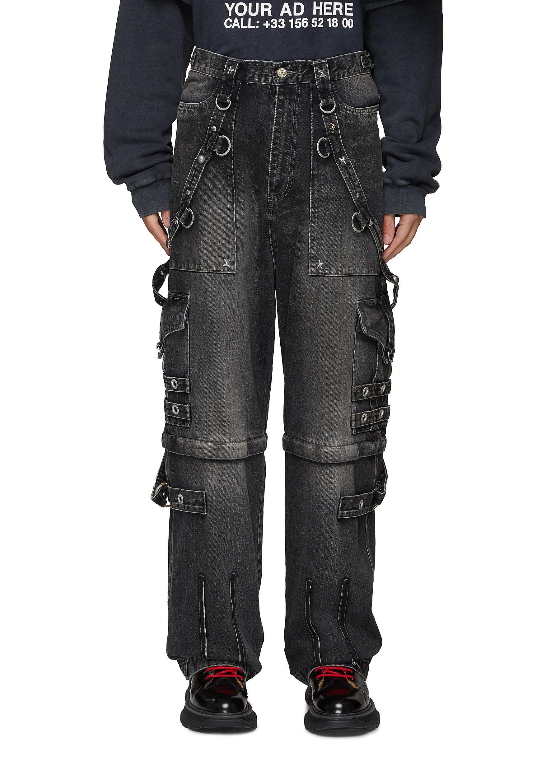 Balenciaga Denim Convertible Strap Detail Raver baggy Jeans in Black for  Men | Lyst