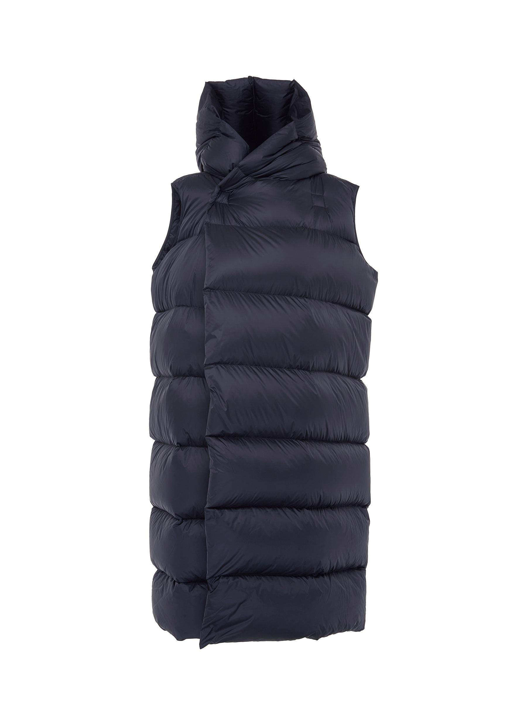 long sleeveless puffer jacket