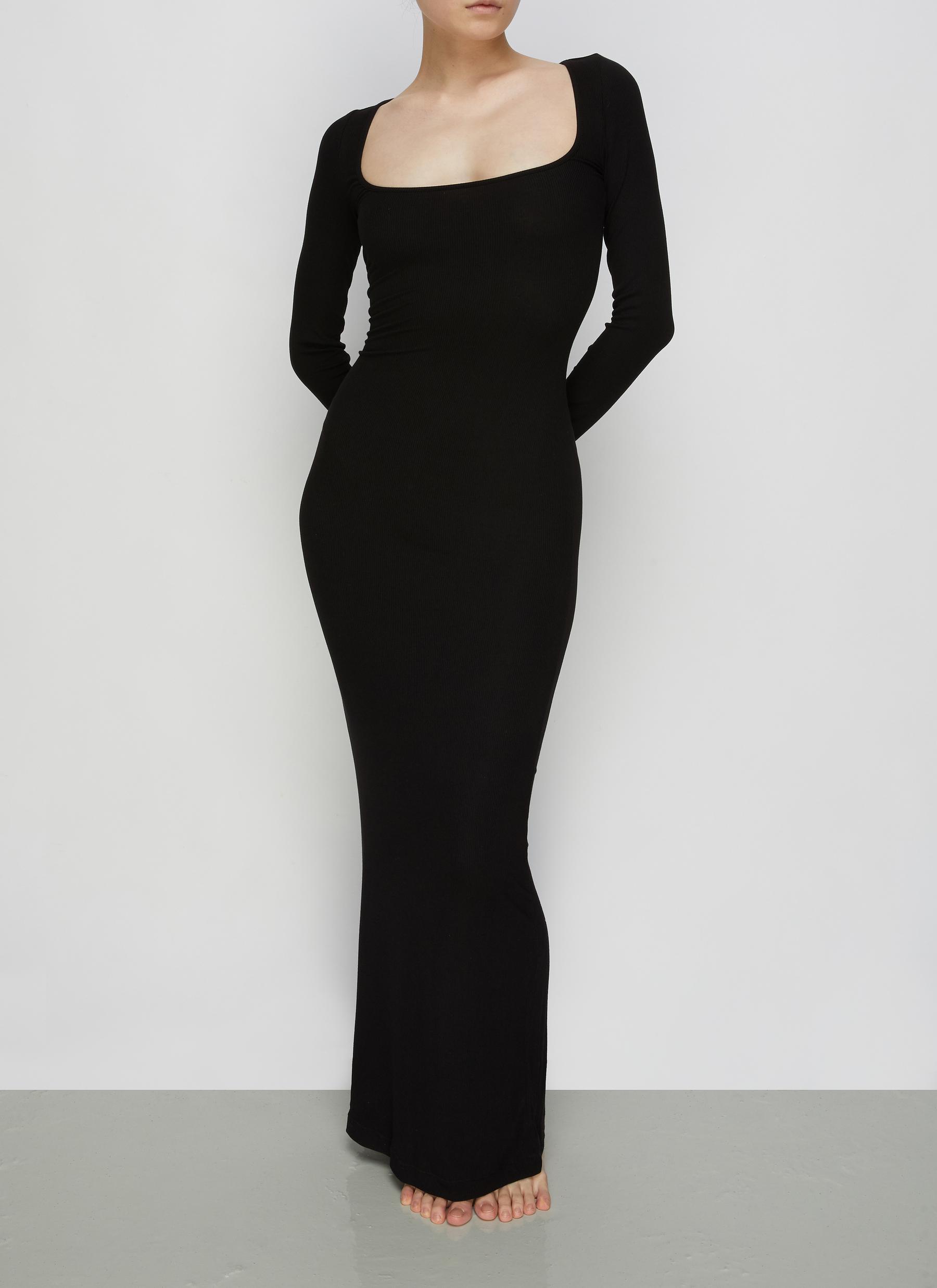 Skims 'soft Lounge' Long Sleeve Dress in Black | Lyst