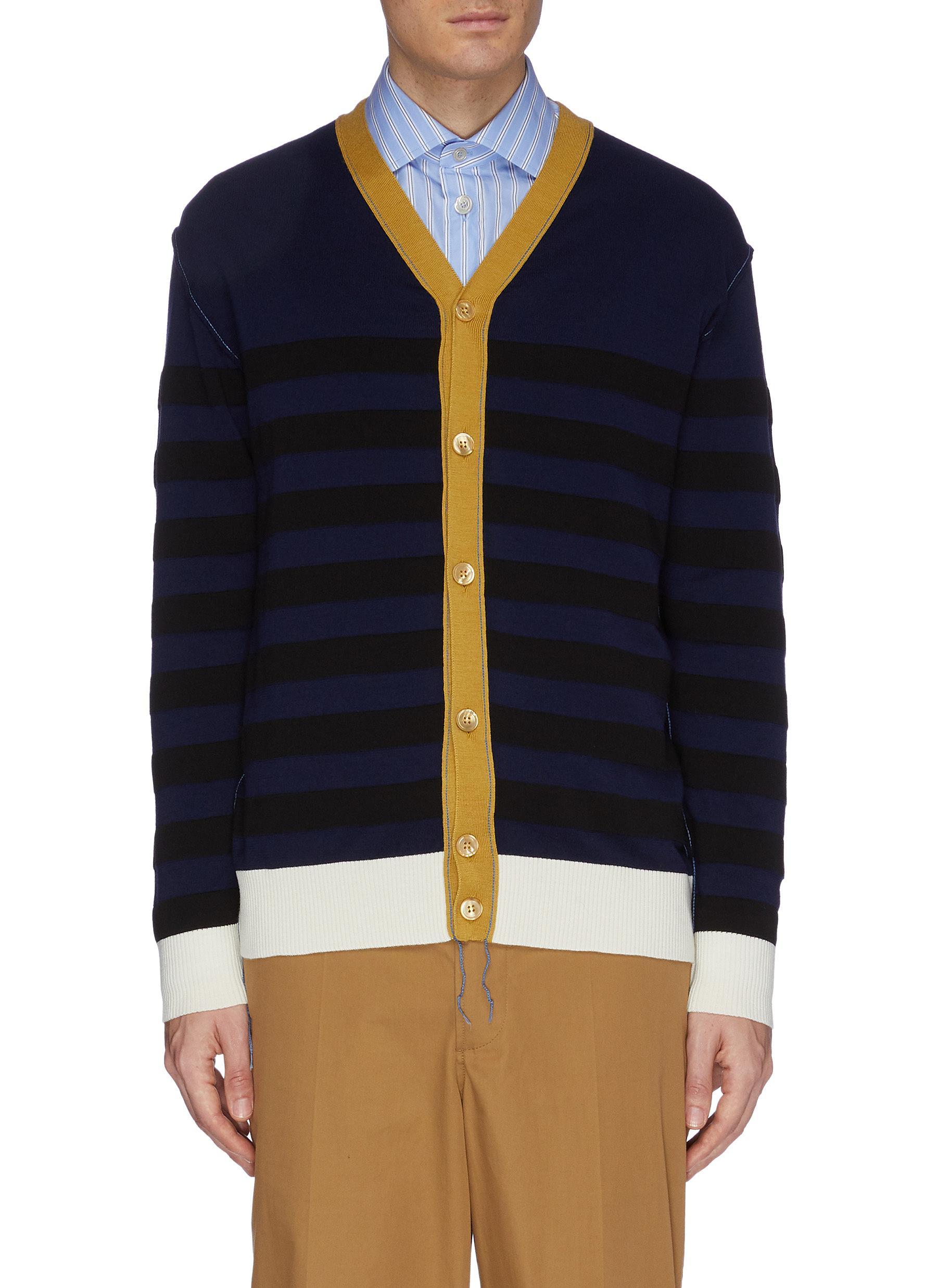 Marni Wool Striped V-neck Cardigan in Blue for Men - Save 3% - Lyst