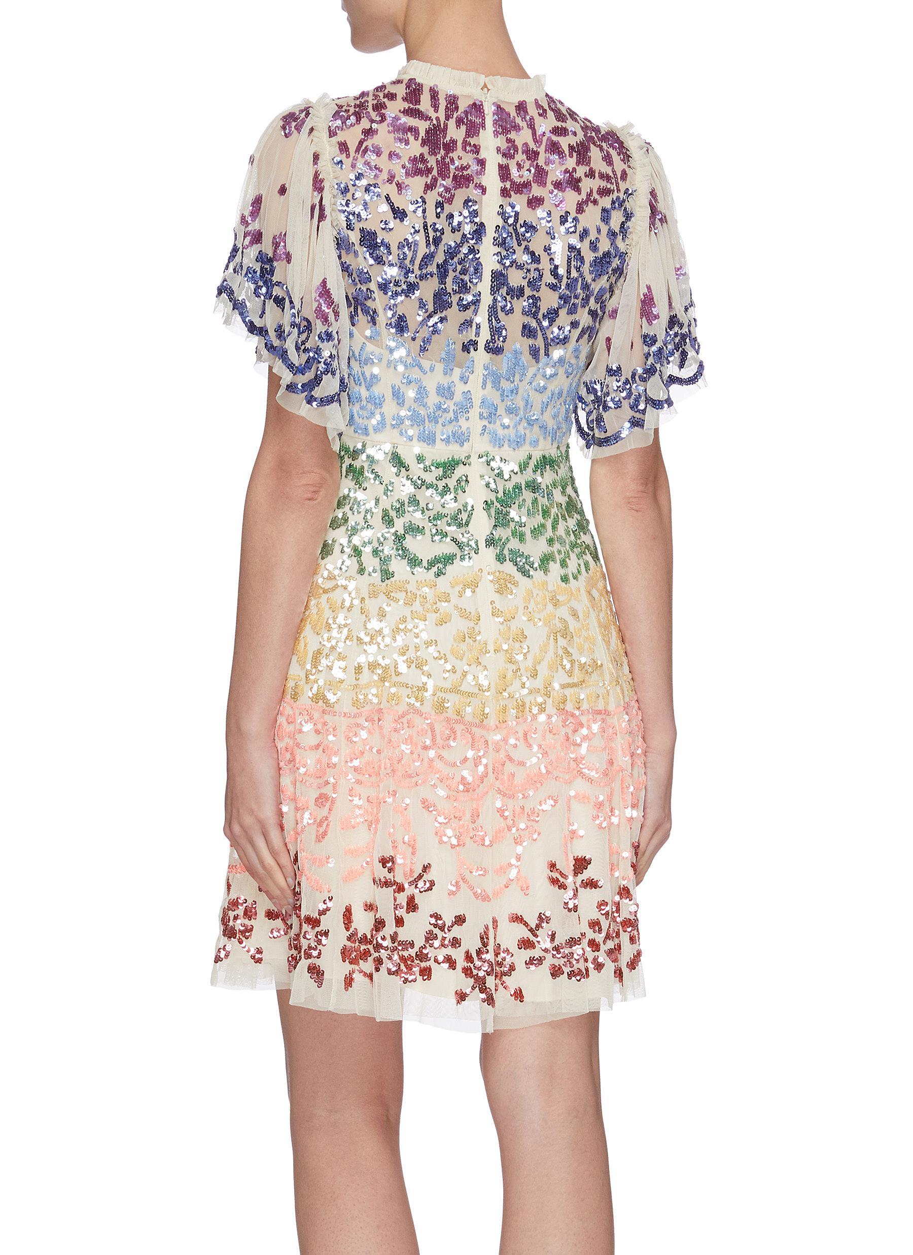 chakra sequin short sleeve gown