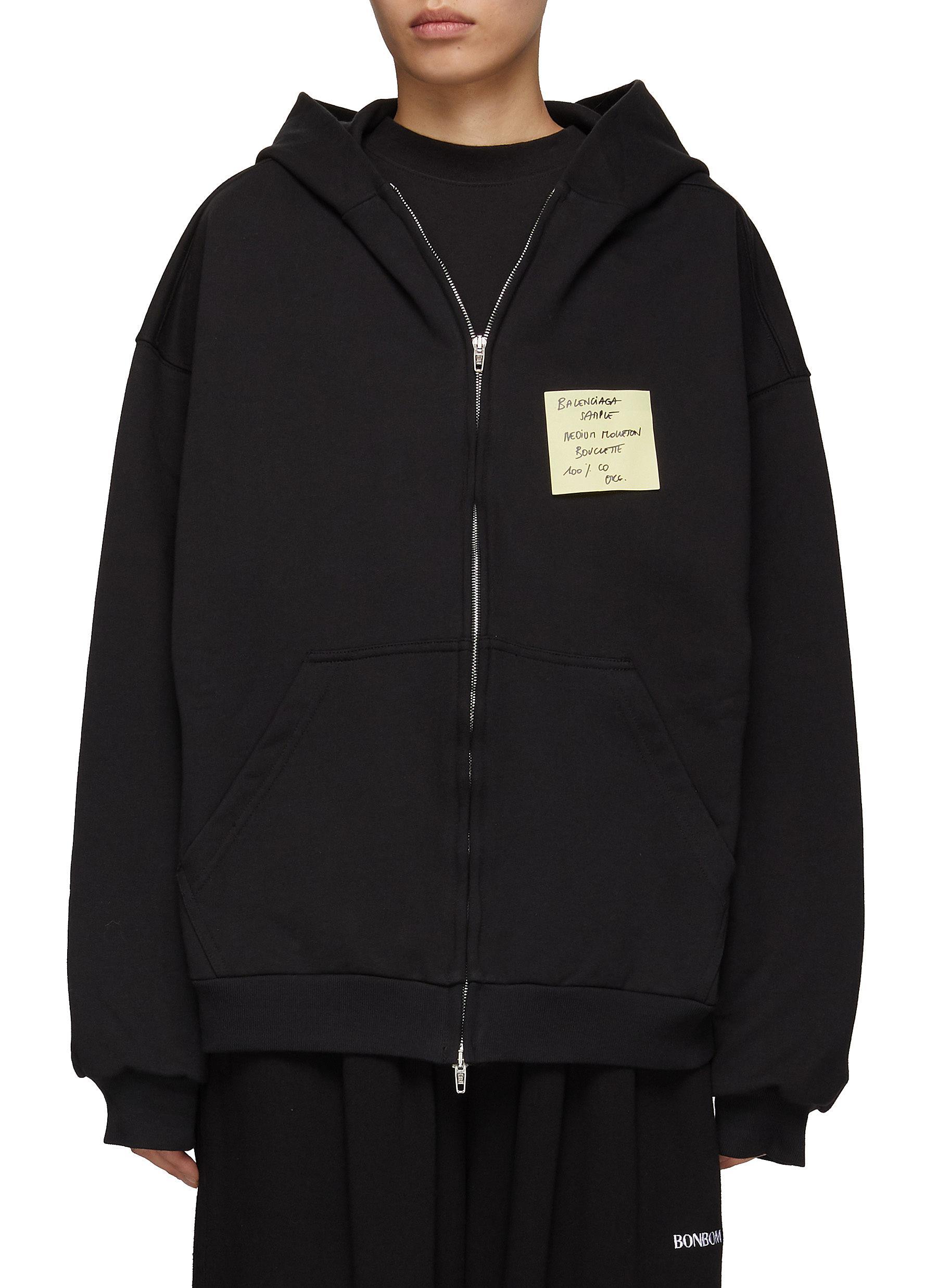 Balenciaga Sticky Note Zip Up Hoodie in Black | Lyst