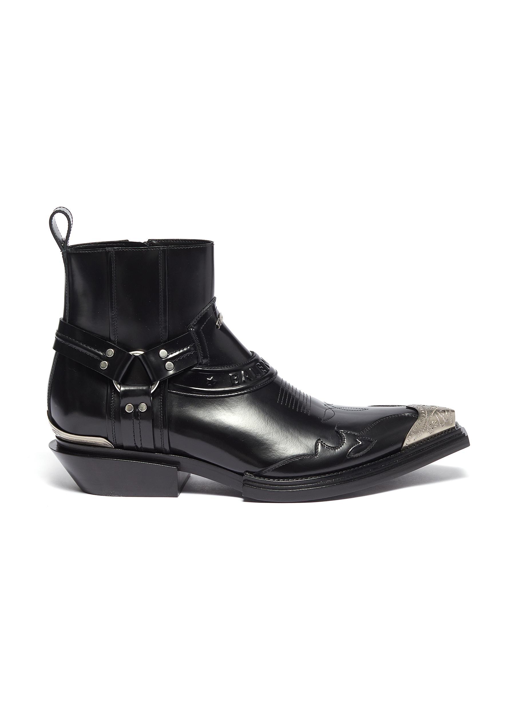 Balenciaga Santiag Harness Booties in Black for Men | Lyst