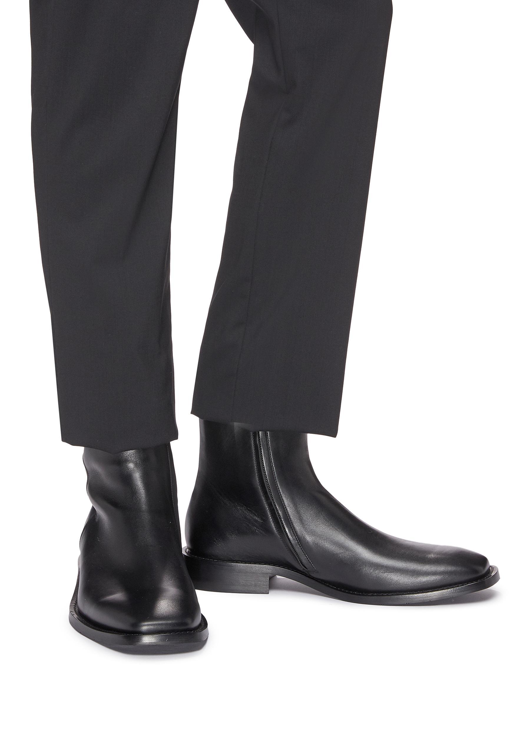 Balenciaga 'rim' Zip Leather Boots in Black for Men | Lyst