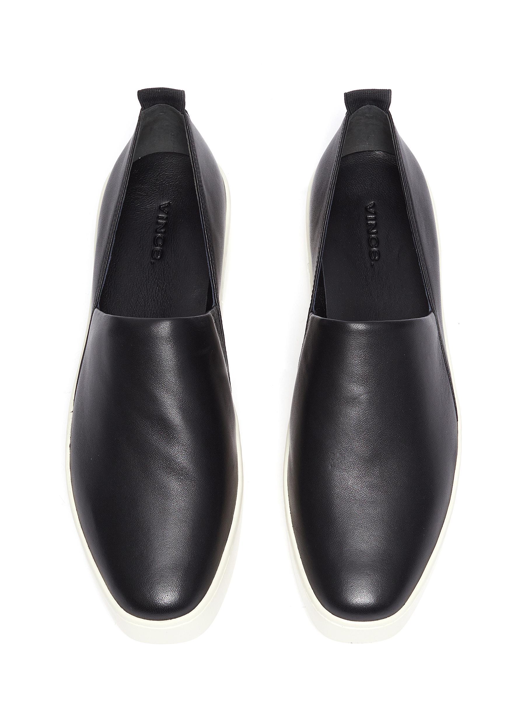 Vince 'saxon' Leather Slip-ons in Black - Lyst