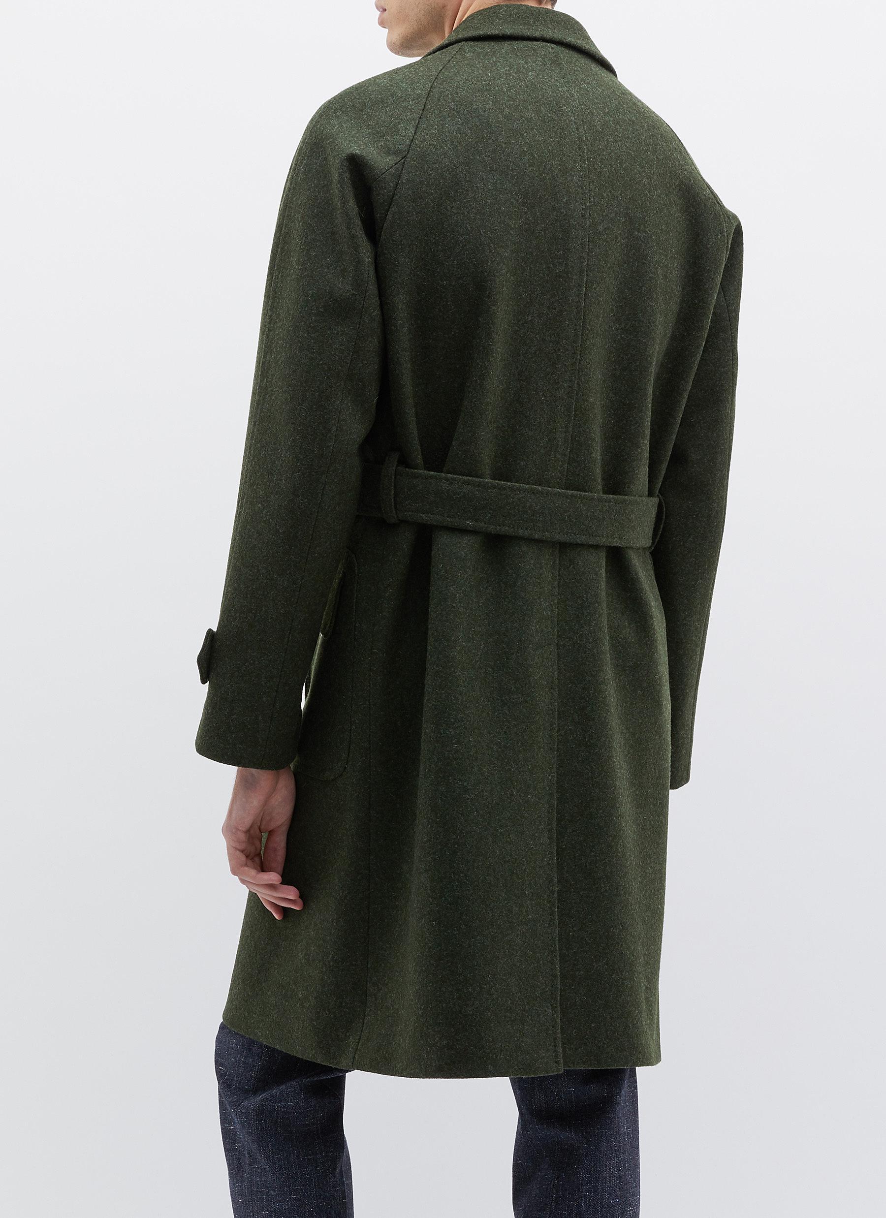 Ring Jacket Wool Belted Melton Raglan Trench Coat in Green for Men - Lyst