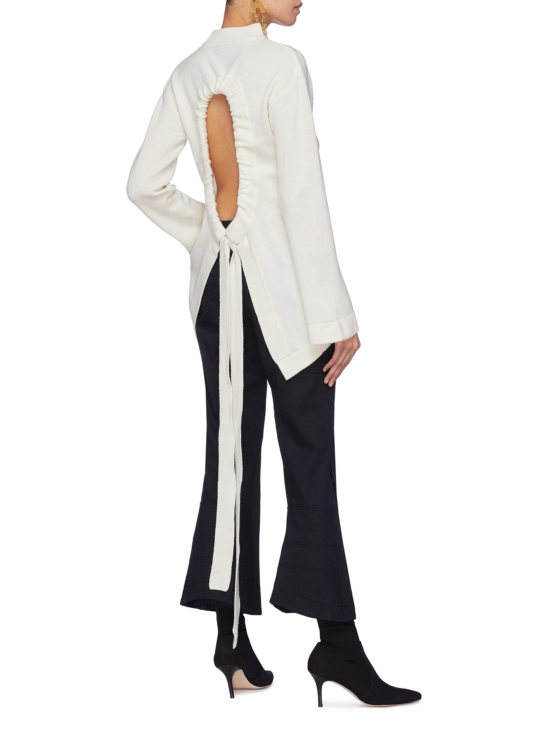 Download Ellery 'vivos' Tie Open Back Merino Wool Mock Neck Top in ...