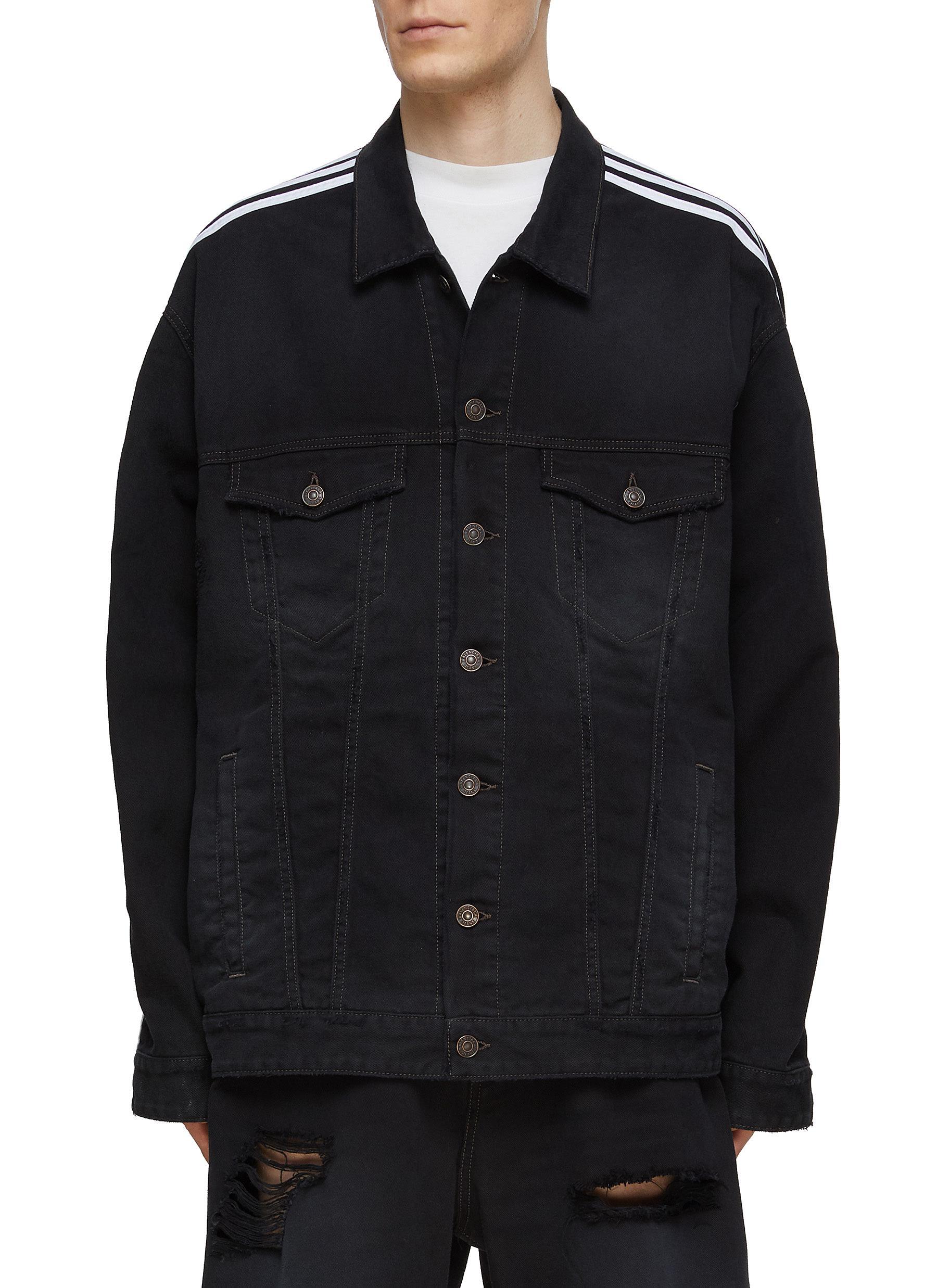 Balenciaga X Adidas Stripe Oversized Denim Jacket in Black for Men | Lyst