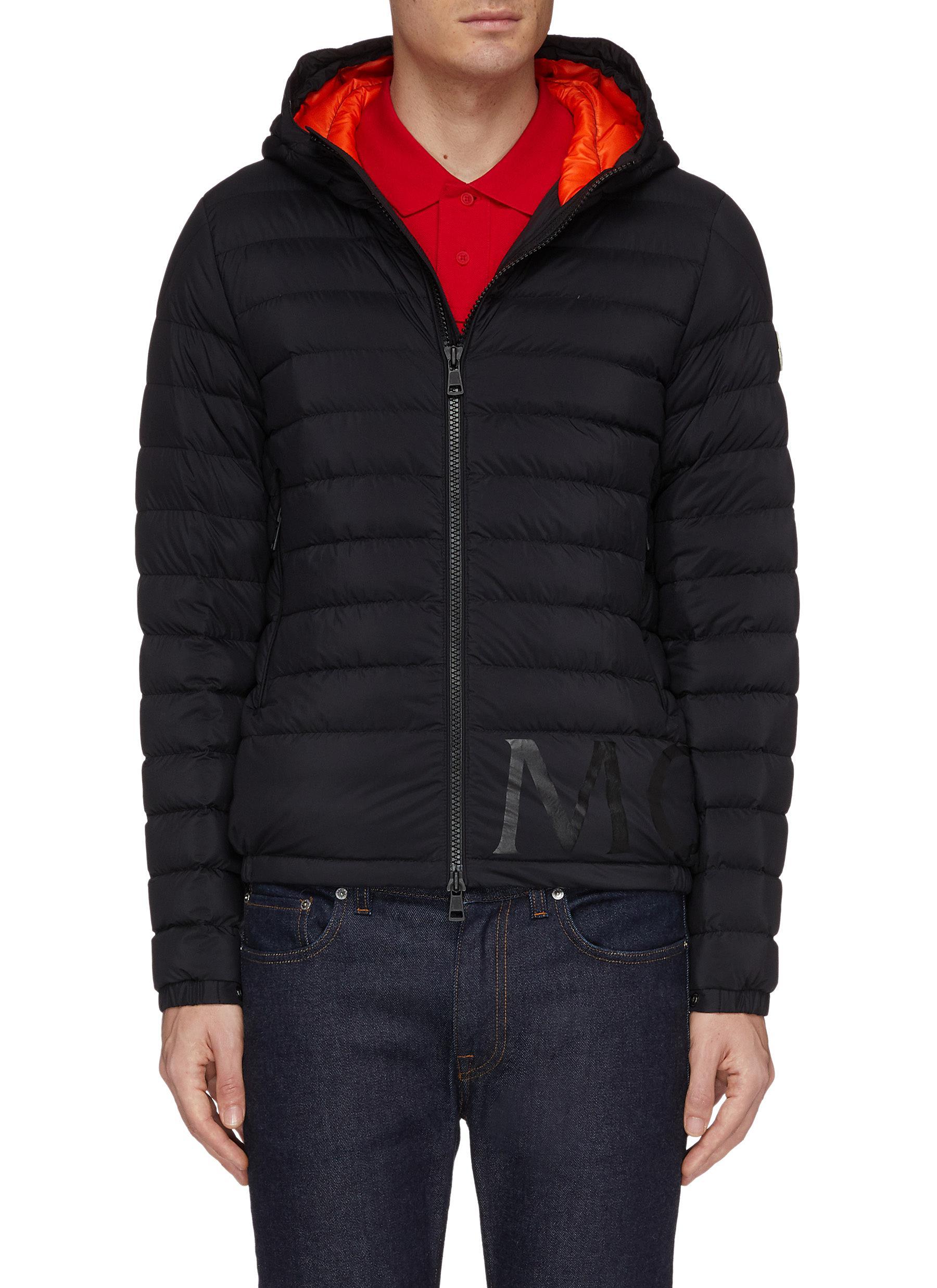 Moncler Synthetic 'dreux' Logo Print Down Puffer Jacket in Black for ...