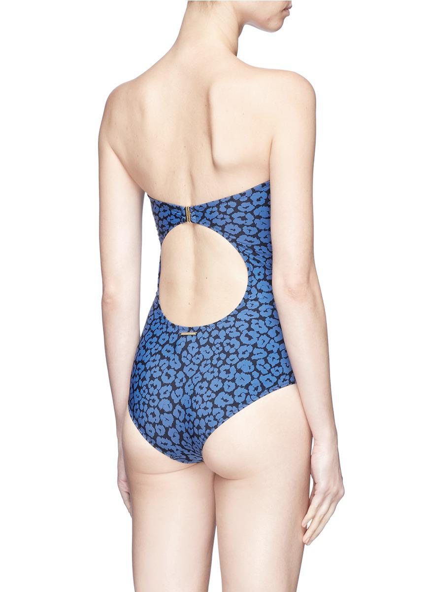 strapless leopard one piece swimsuit