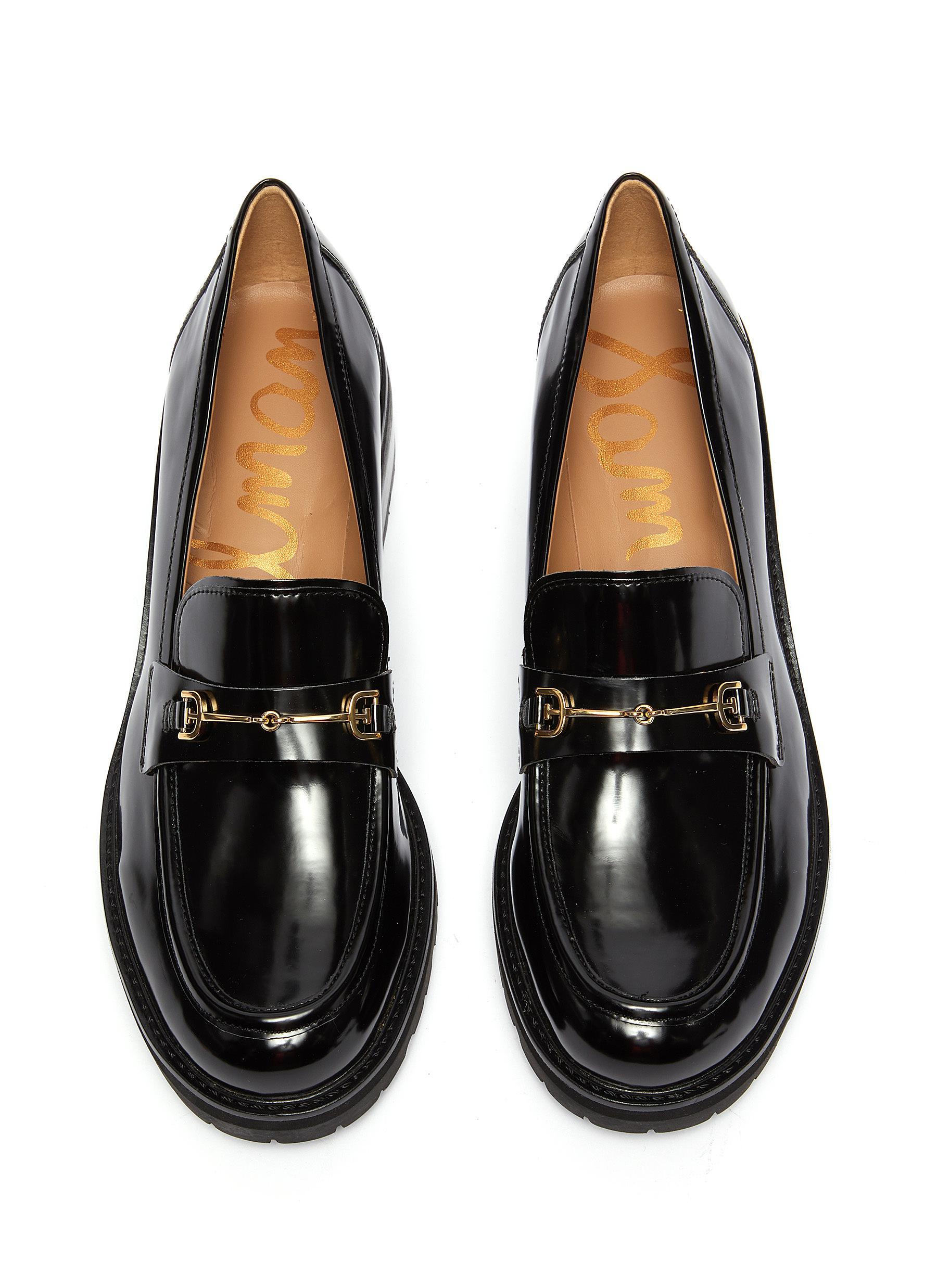 Sam Edelman 'tully' Horsebit Leather Platform Loafers in Black - Lyst