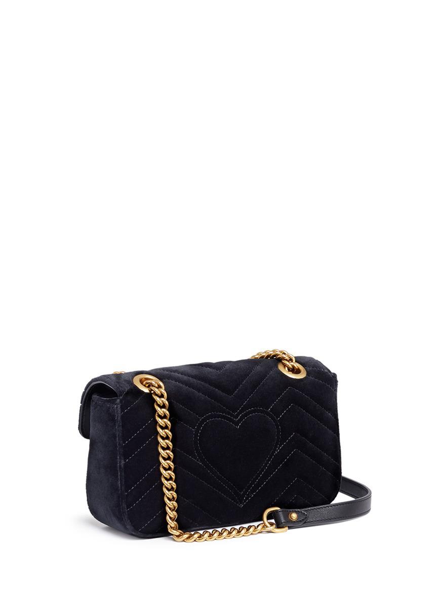 Gucci 'gg Marmont 2.0' Floral Embellished Quilted Velvet Crossbody