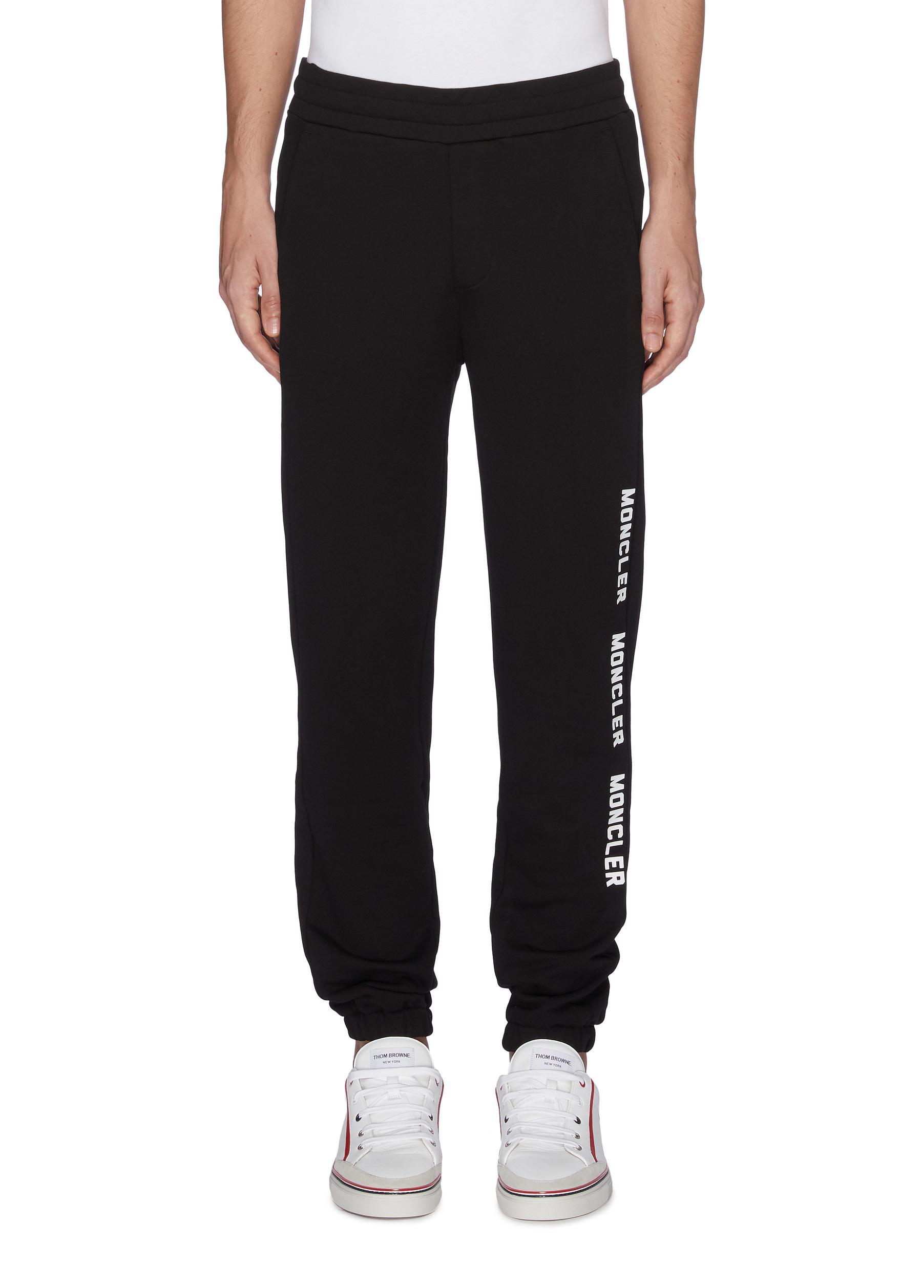 Moncler Cotton Logo Stripe Outseam jogging Pants in Black for Men - Lyst