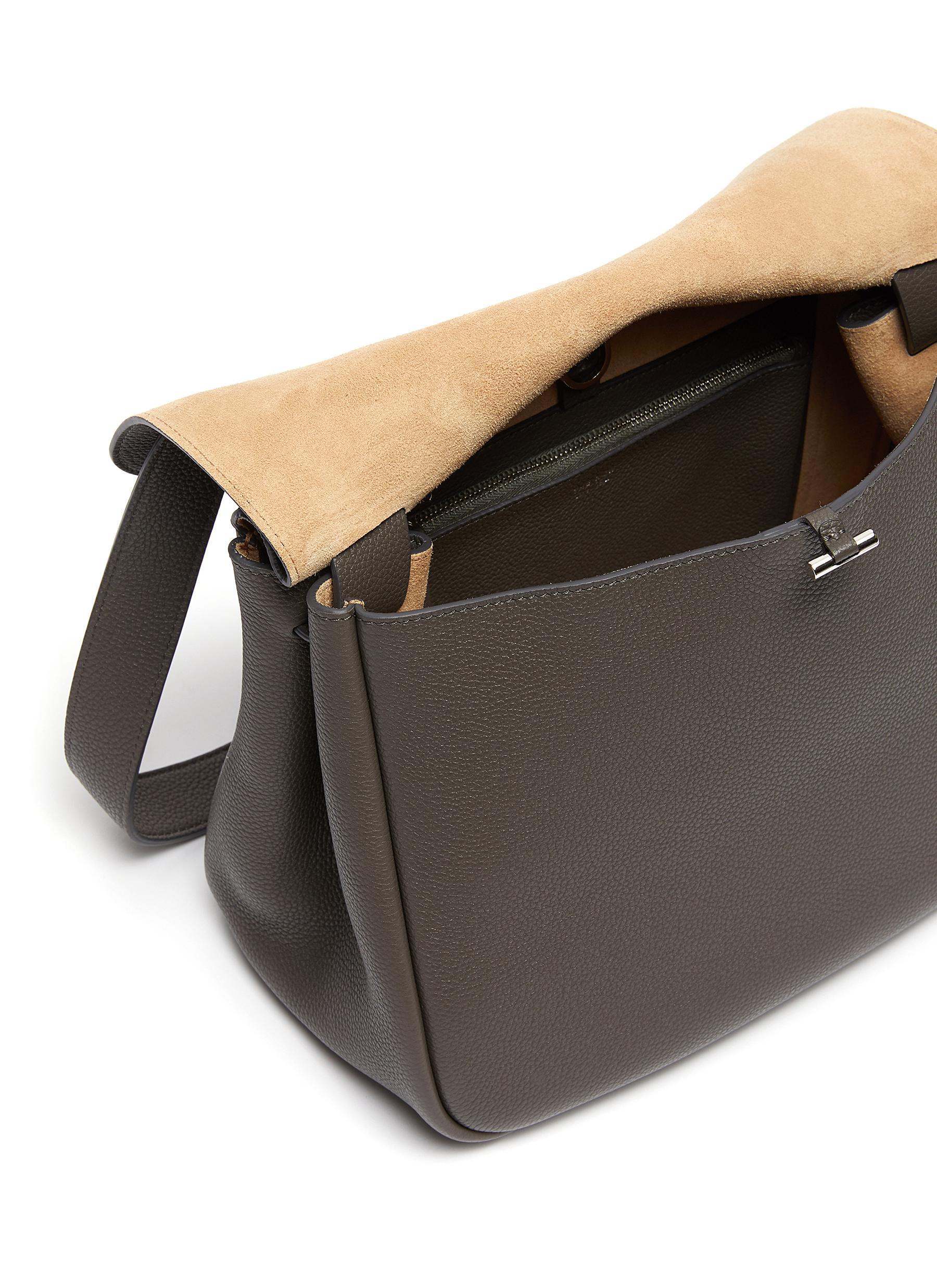 The Row Small Leather Mail Bag in Grey (Gray) Lyst